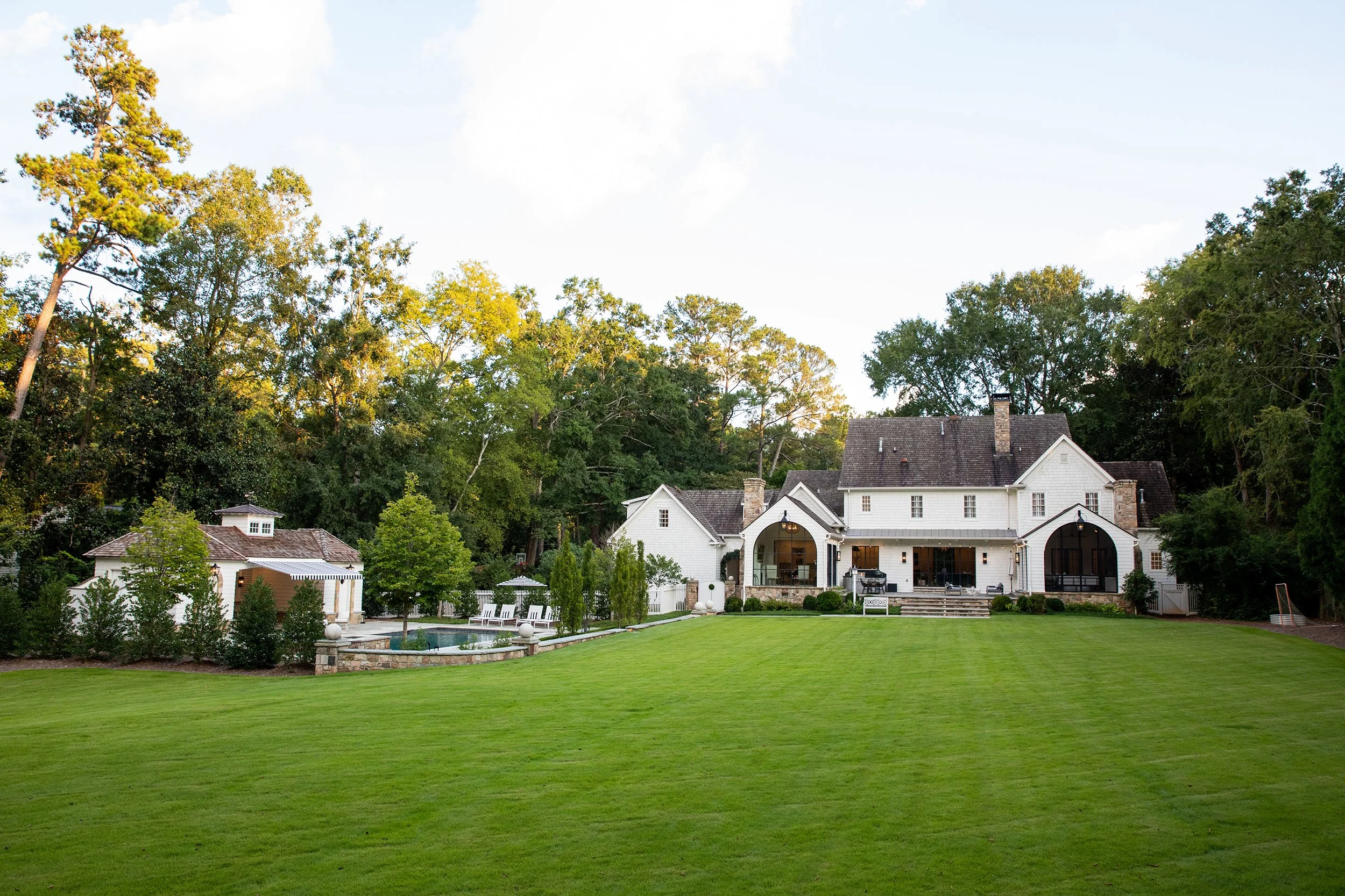 landscaping, exterior Whole house renovation and addition pool, pool house, outdoor living Built or renovated by Macallan Custom Homes in Atlanta, GA. Custom Home and Renovations Builder