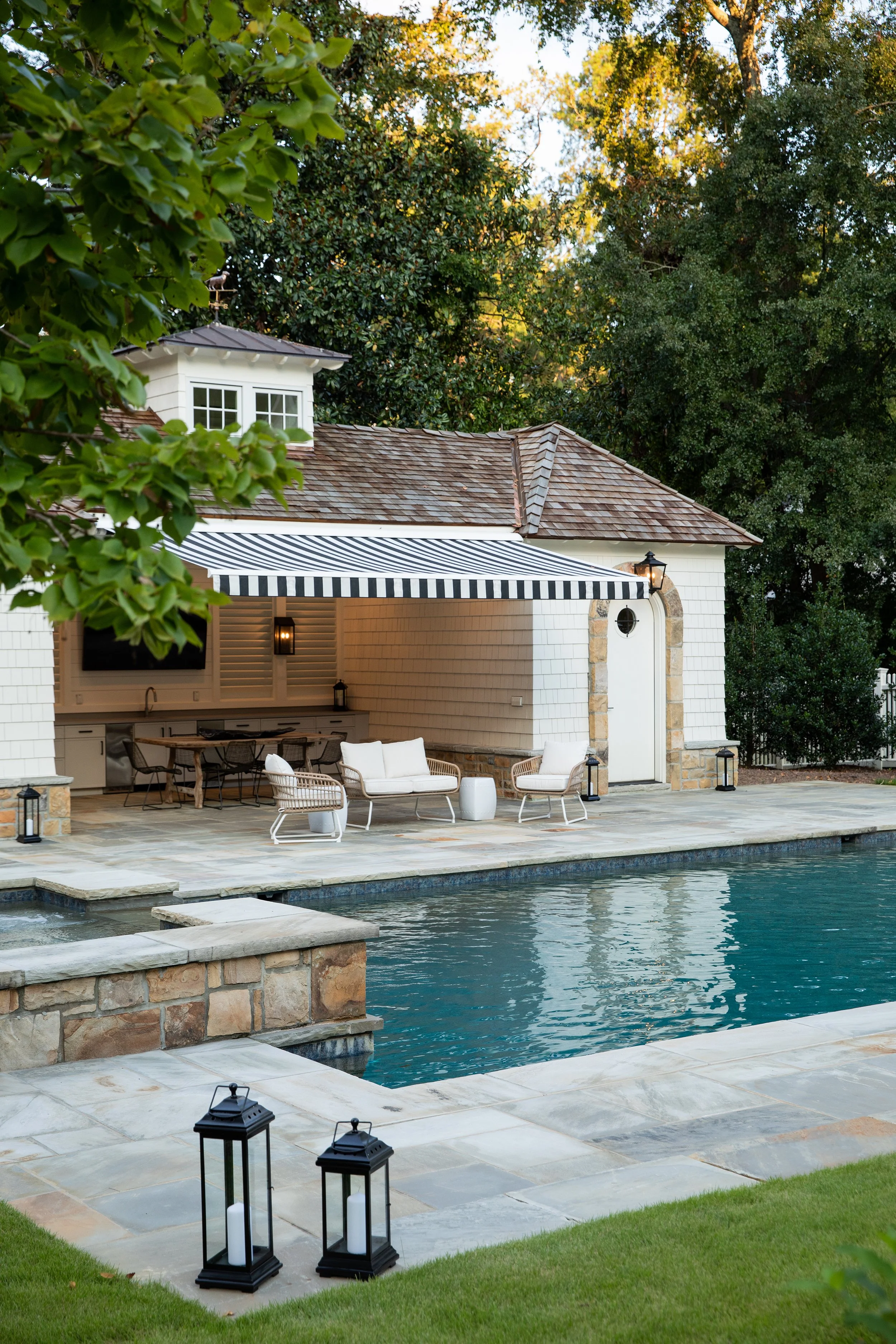 outdoor living, pool, outdoor built in grill, hot tub, Whole house renovation and addition pool, pool house, outdoor living Built or renovated by Macallan Custom Homes in Atlanta, GA. Custom Home and Renovations Builder