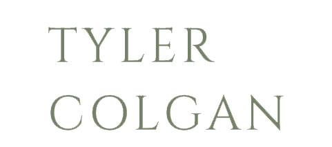 The image displays the names Tyler Colgan written in large text on a black background.