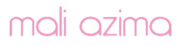 Text reading 'mali azima' in pink letters on a white background.
