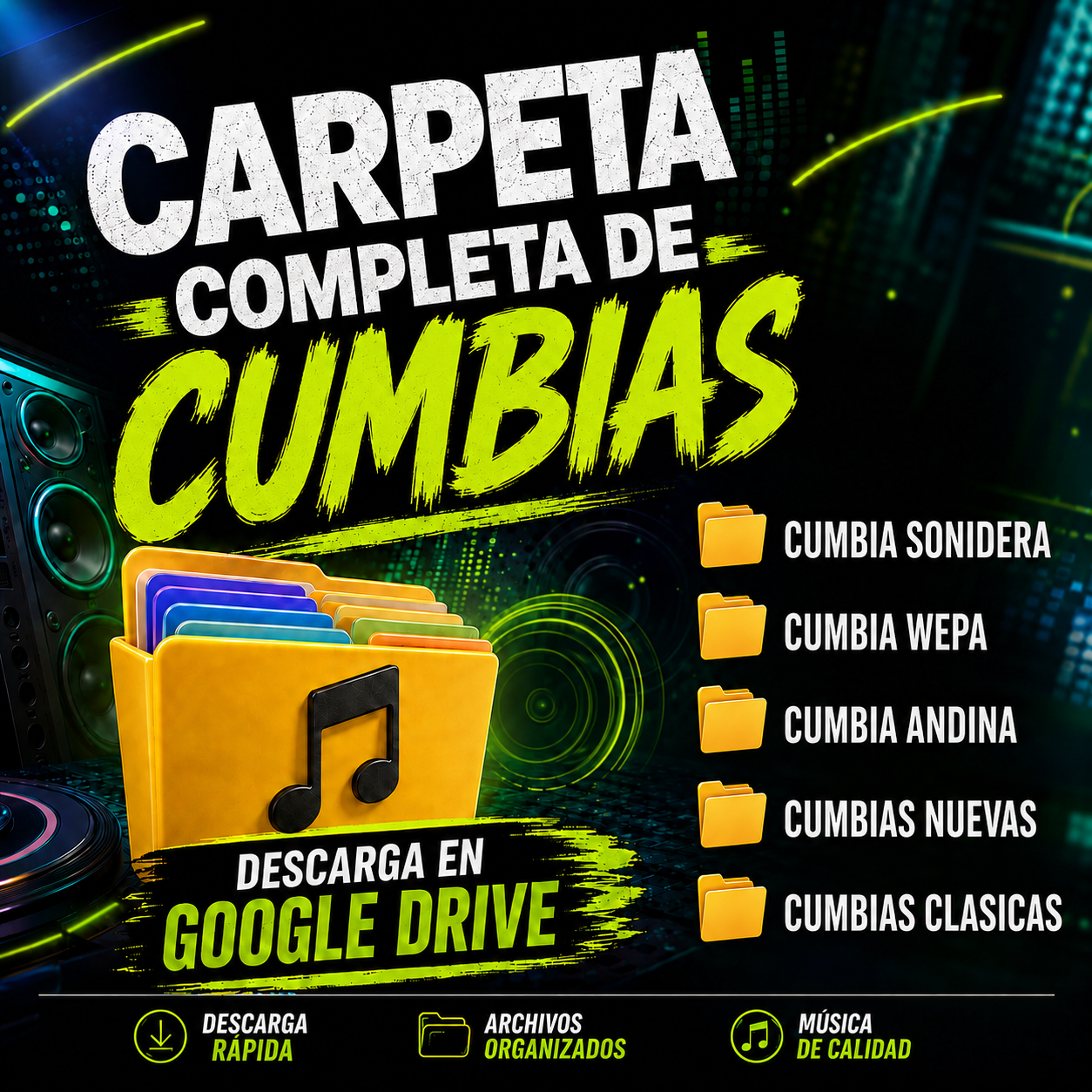 CARPETA DE CUMBIA CON 3000 TEMAS (SOLO EXITOS)