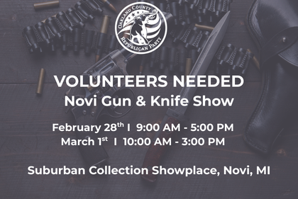 VOLUNTEERS NEEDED - Novi Gun & Knife Show