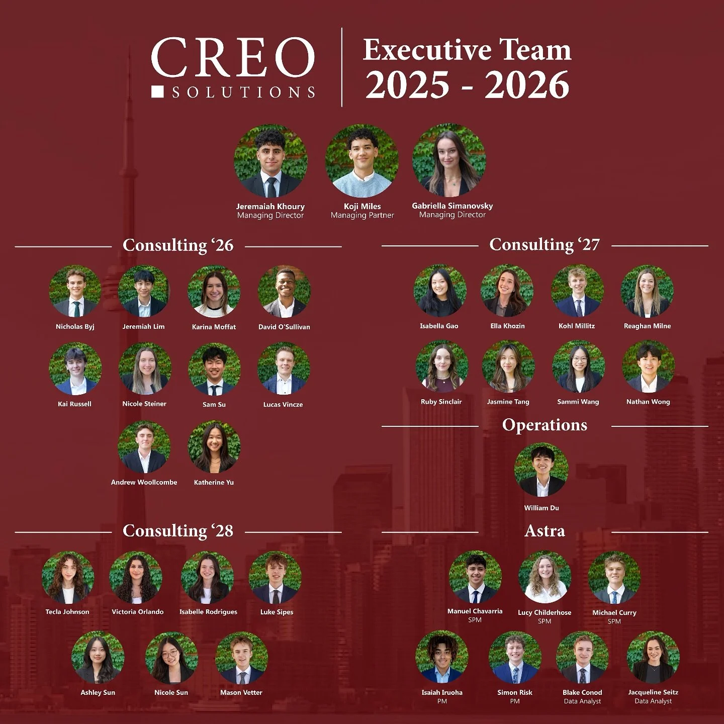 CREO Solutions is excited to introduce our executive team for the 2025&ndash;2026 term! Congratulations to both our new and returning members.

We&rsquo;re looking forward to a strong year ahead with such a dedicated and talented group of leaders.