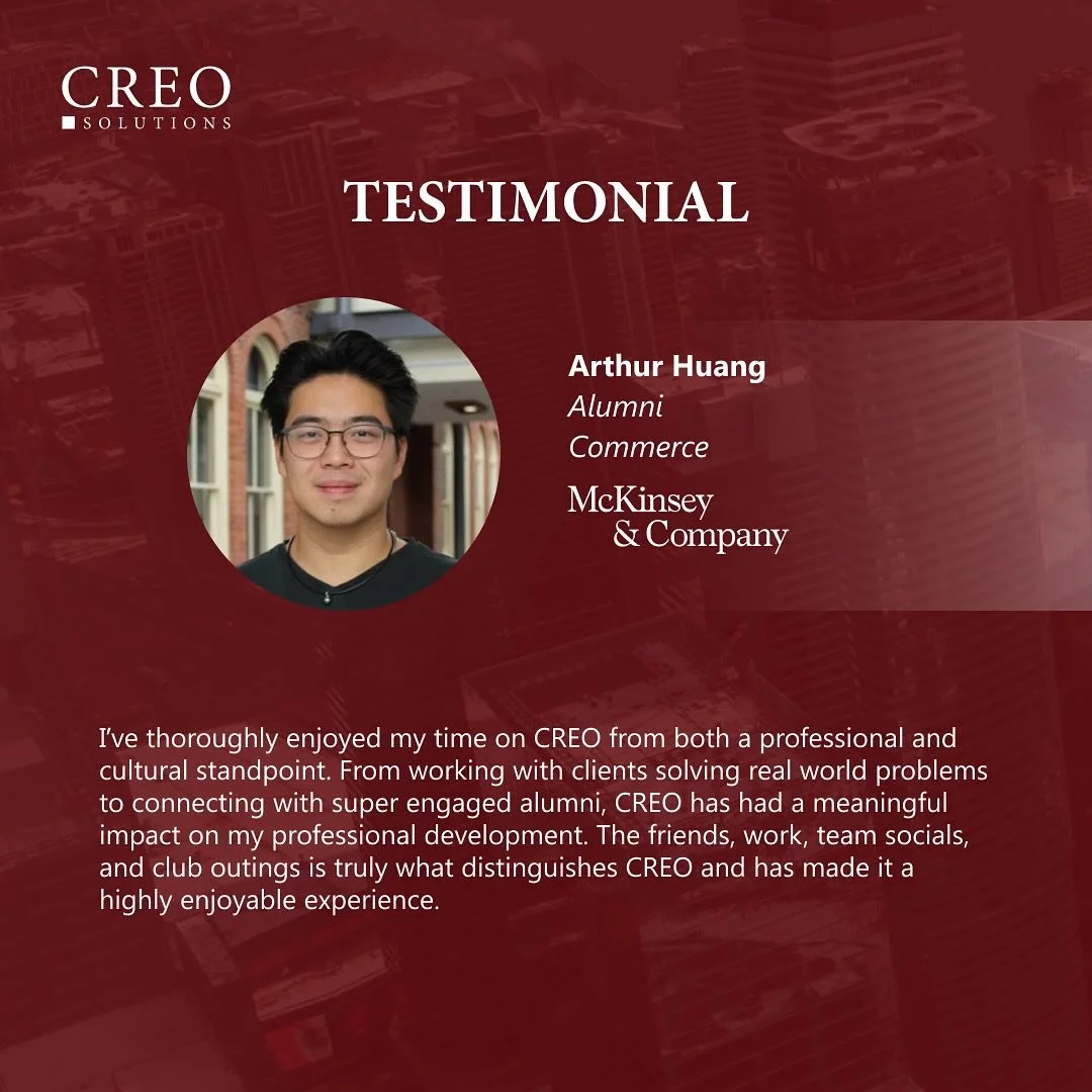 Want to learn more about what you can gain from joining CREO? Check out what Arthur has to say about his past experience on the team!

Learn more about CREO and our March hiring cycle-link in bio.