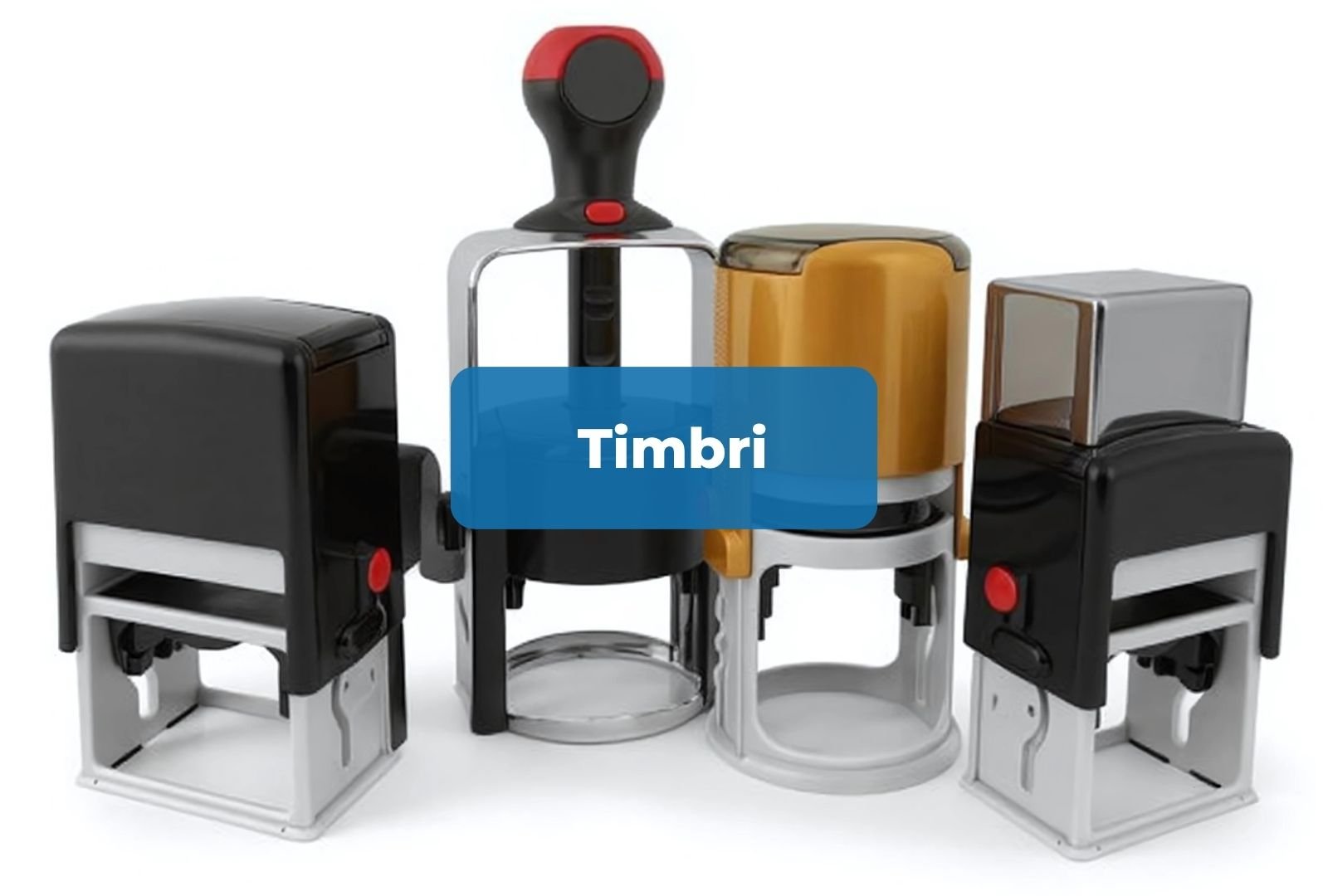 Set di timbri di diversi colori e dimensioni