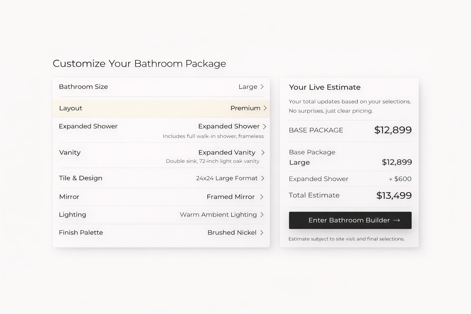 Bathroom builder preview