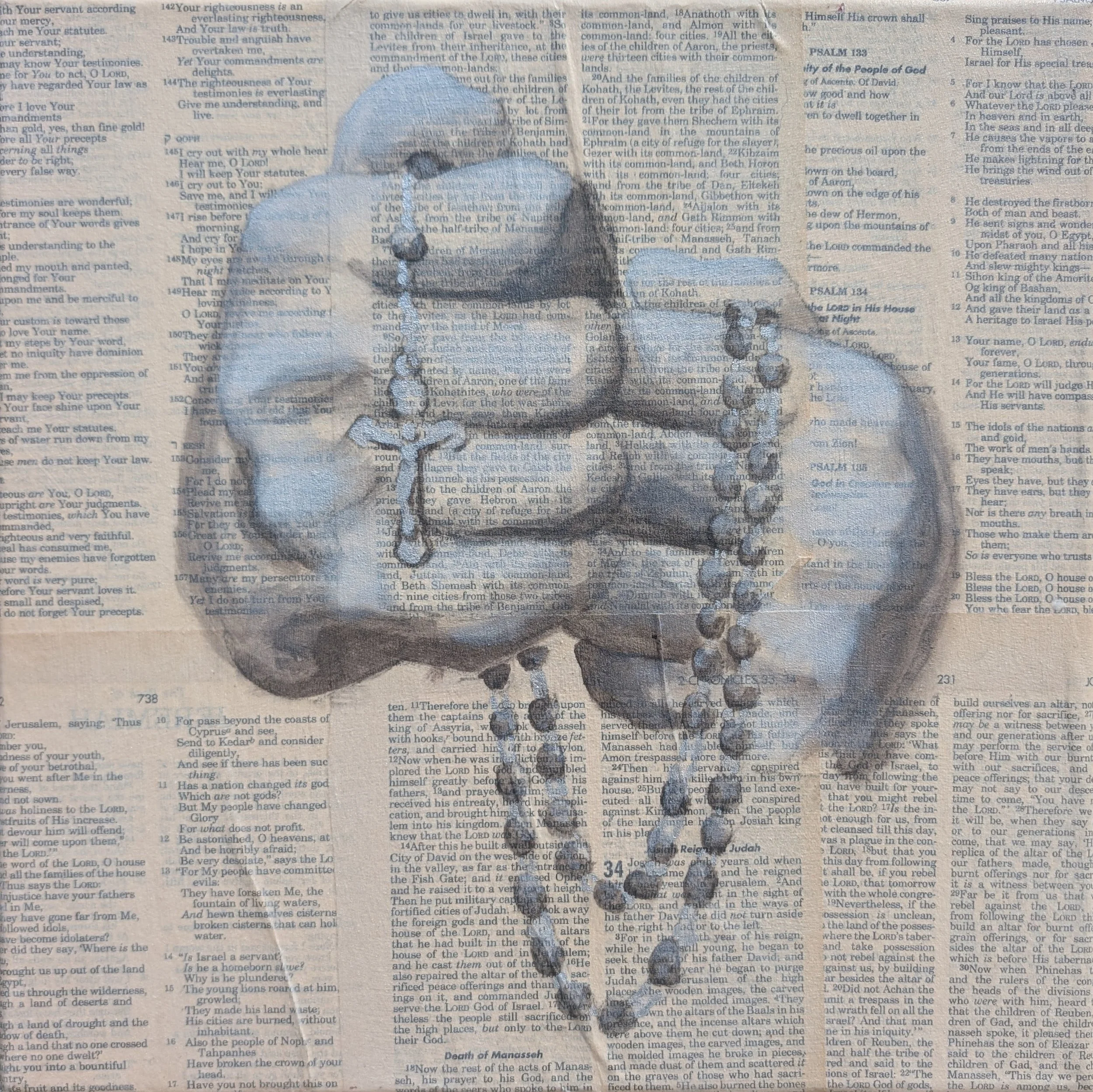 Reza - Acrylic and Mixed Media on Canvas - 12” x 12”
