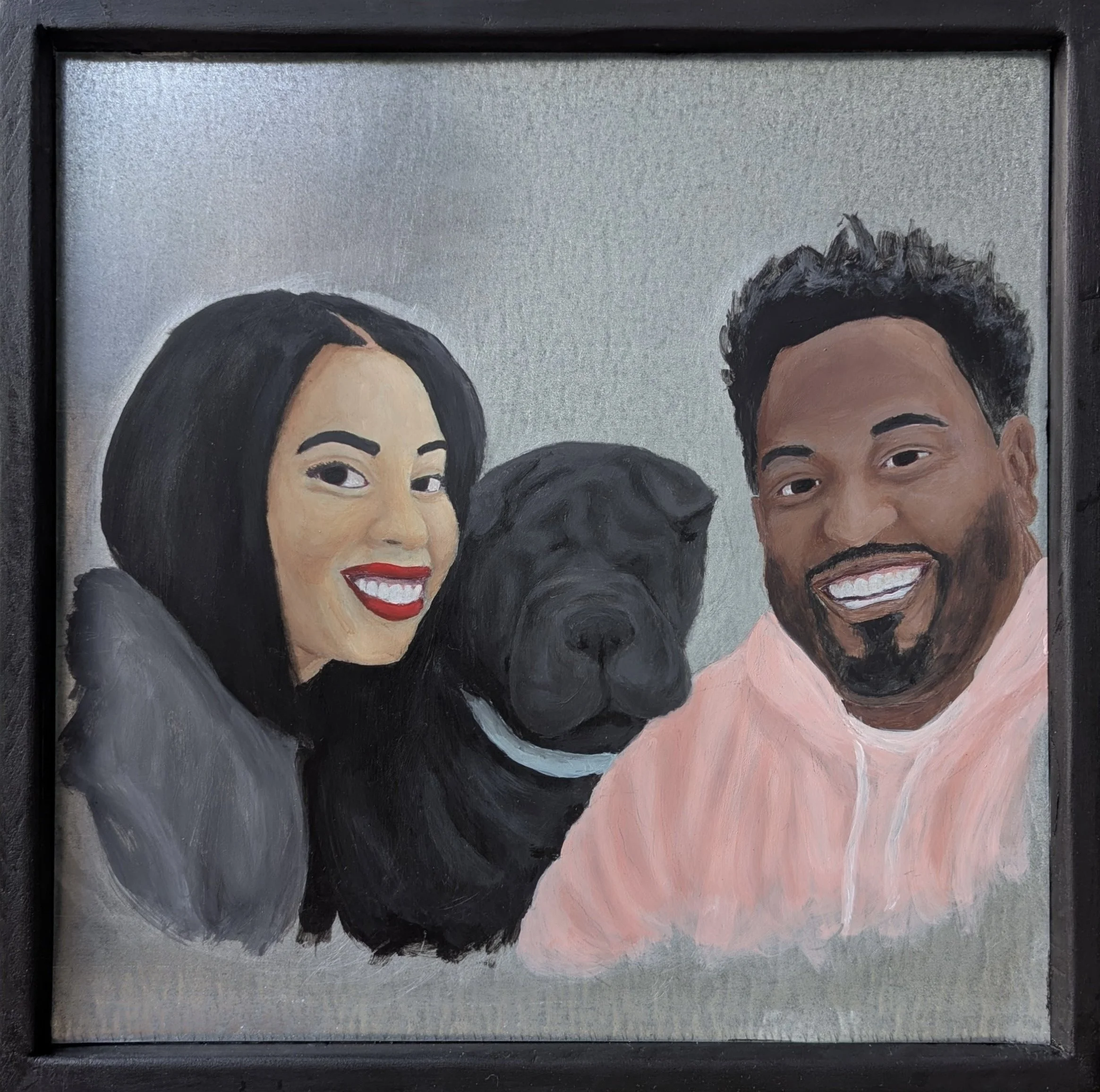 Untitled - Acrylic on Zinc Plate - Custom Wood Frame - 12” x 12”