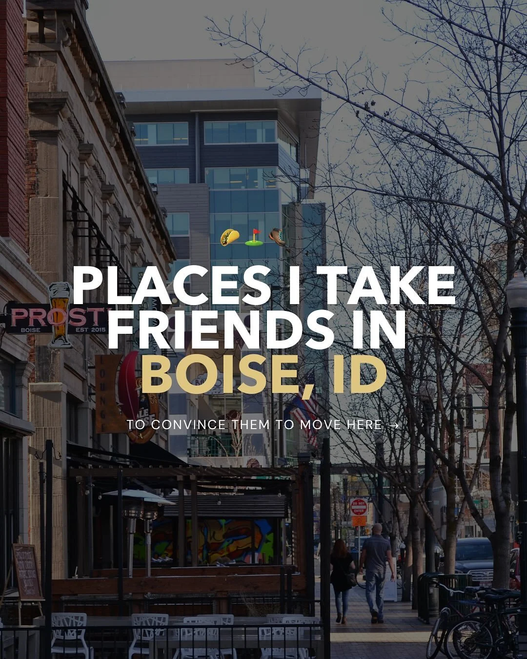 📍My go-to spots for when friends visit Boise to convince them this is a great place to live ⭐️

Which of your favorites did I miss?

These are a few of my favorite Boise coffee shops, the best walks in town, and spots for breakfast/lunch/dinner. Obv