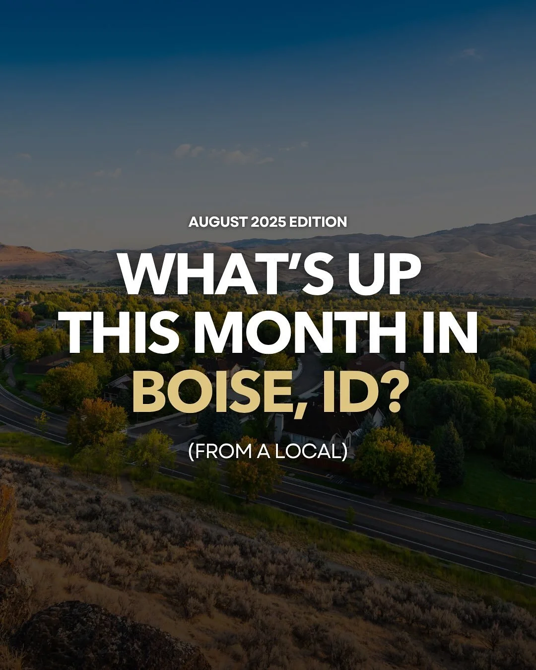 Crazy that August is already here 🤯

Summer has flown by! Exciting month coming up, so take advantage before we get ready for fall! 

Swipe for your roundup of happenings in Boise this month ➡️

What else is coming up this month that people need to 