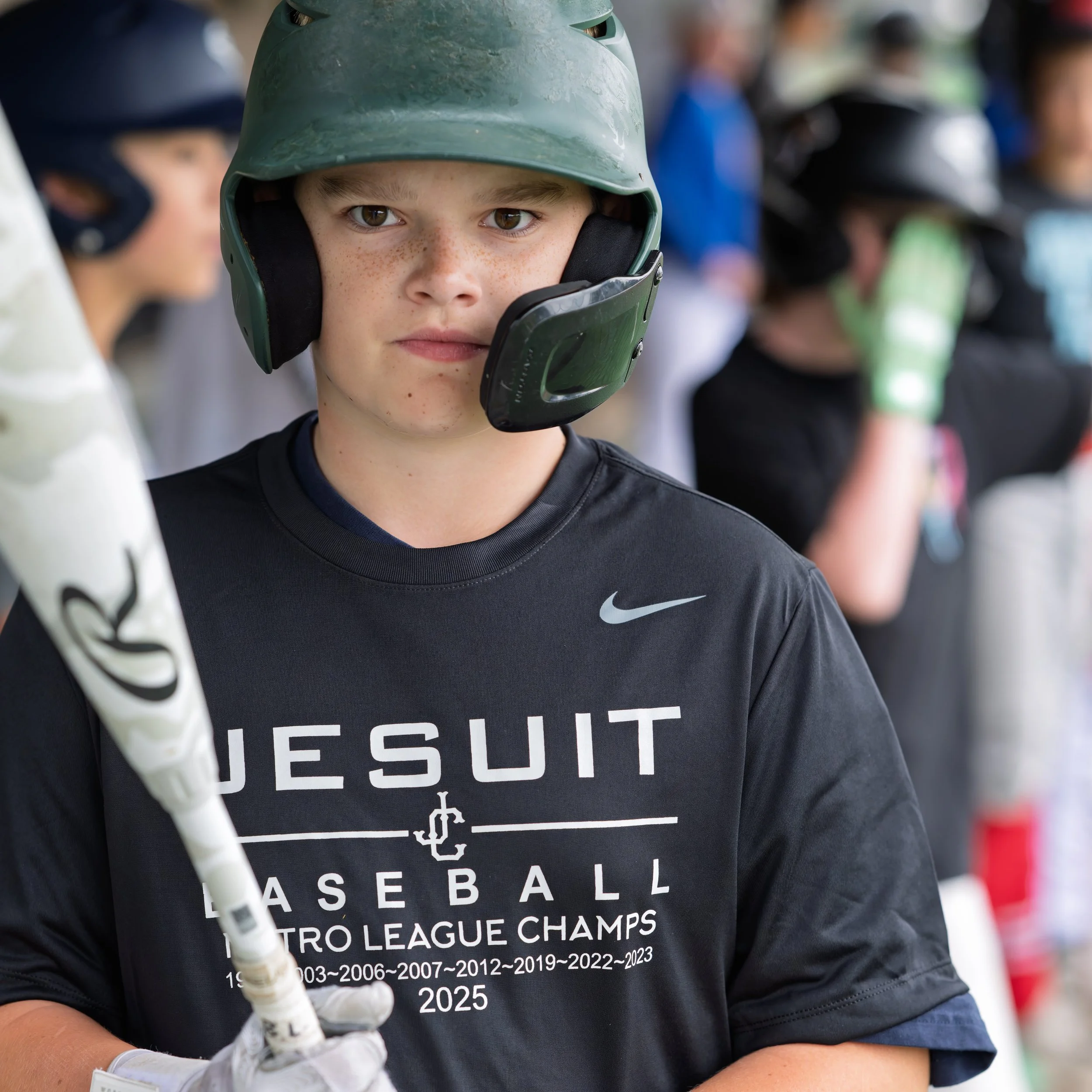 Jesuit youth baseball player portrait during summer camp in Portland Oregon