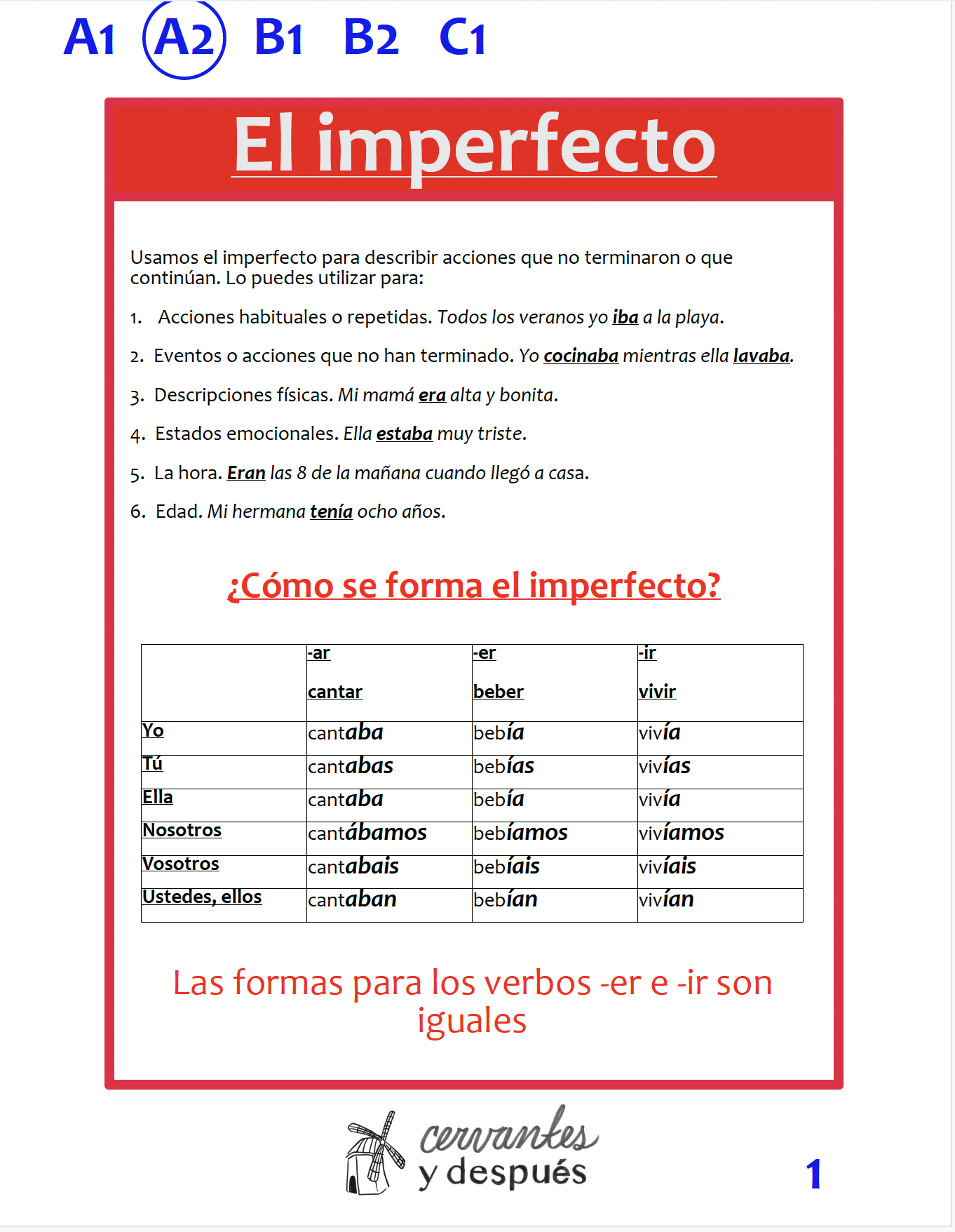 FREE El imperfecto