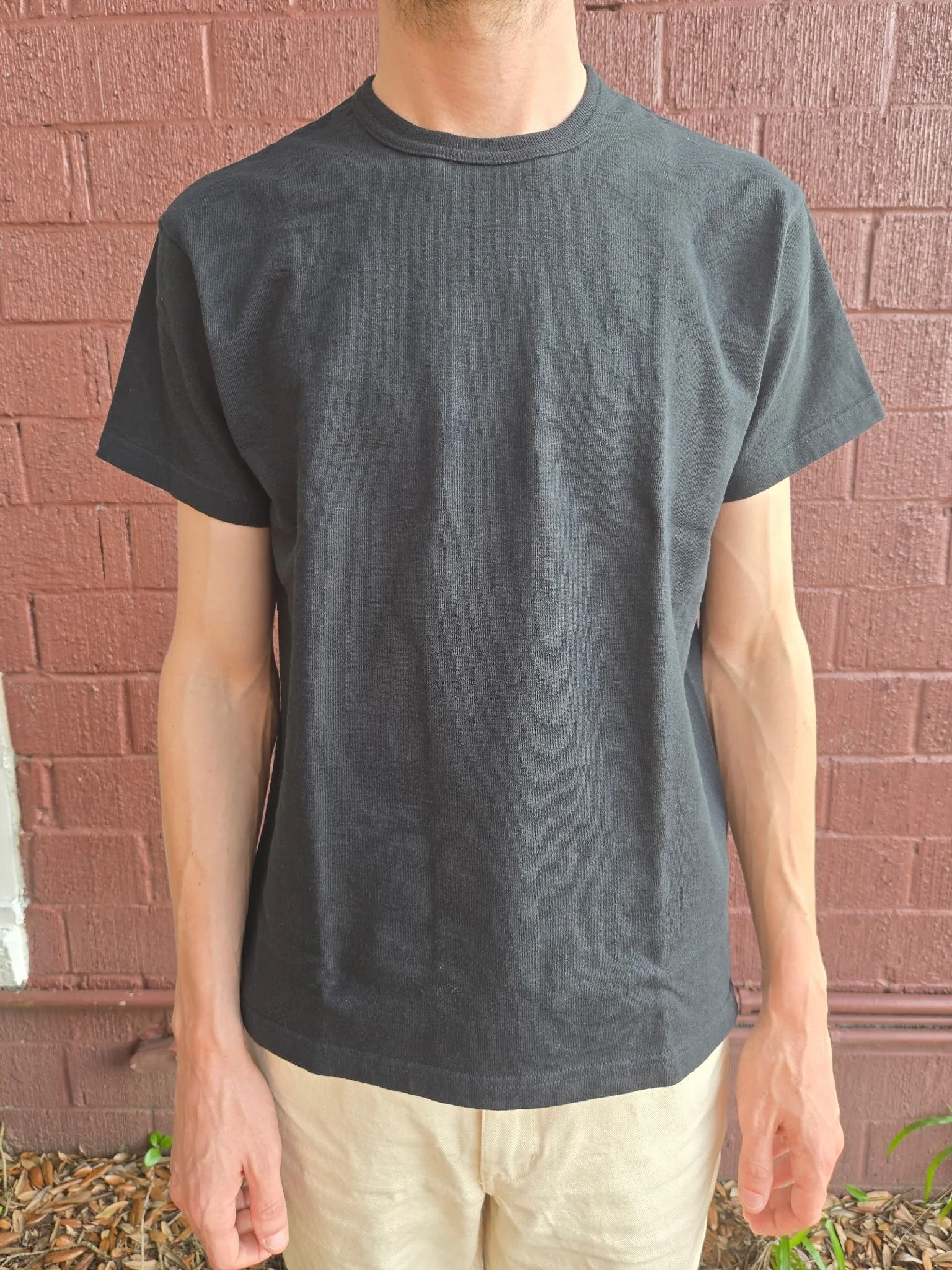 These @the_rite_stuff 9 oz. loopwheel tees are woven without any tension on antique machines in Wakayama, Japan. A heavyweight 100% cotton fabric without any side seams, they come in black, ecru, and a specially dyed rose taupe. Incredibly soft and s