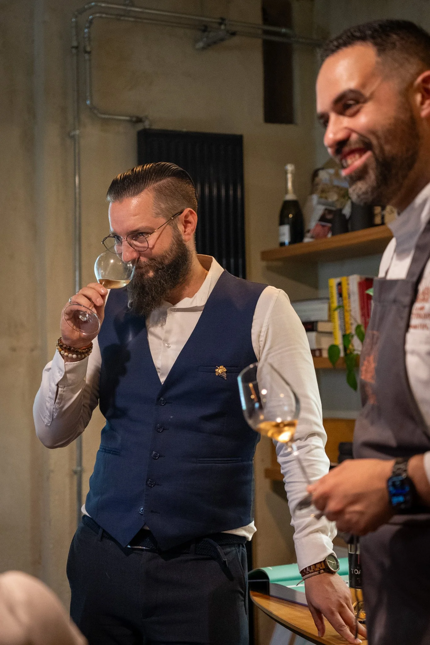 Chef Hasan Haj et le sommelier Jean Charles Henriot durant une soirée dégustation à La Table Vermorel