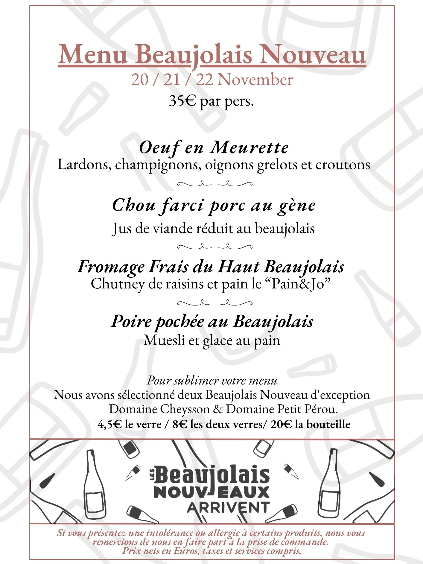 🎉 Les Beaujolais Nouveaux 2025 arrivent ! 🍷
&Agrave; La Table Vermorel, on c&eacute;l&egrave;bre l&rsquo;&eacute;v&egrave;nement comme il se doit avec un menu sp&eacute;cial, disponible les 20, 21 et 22 novembre ✨

👉 Au menu :
🥚 &OElig;uf parfait