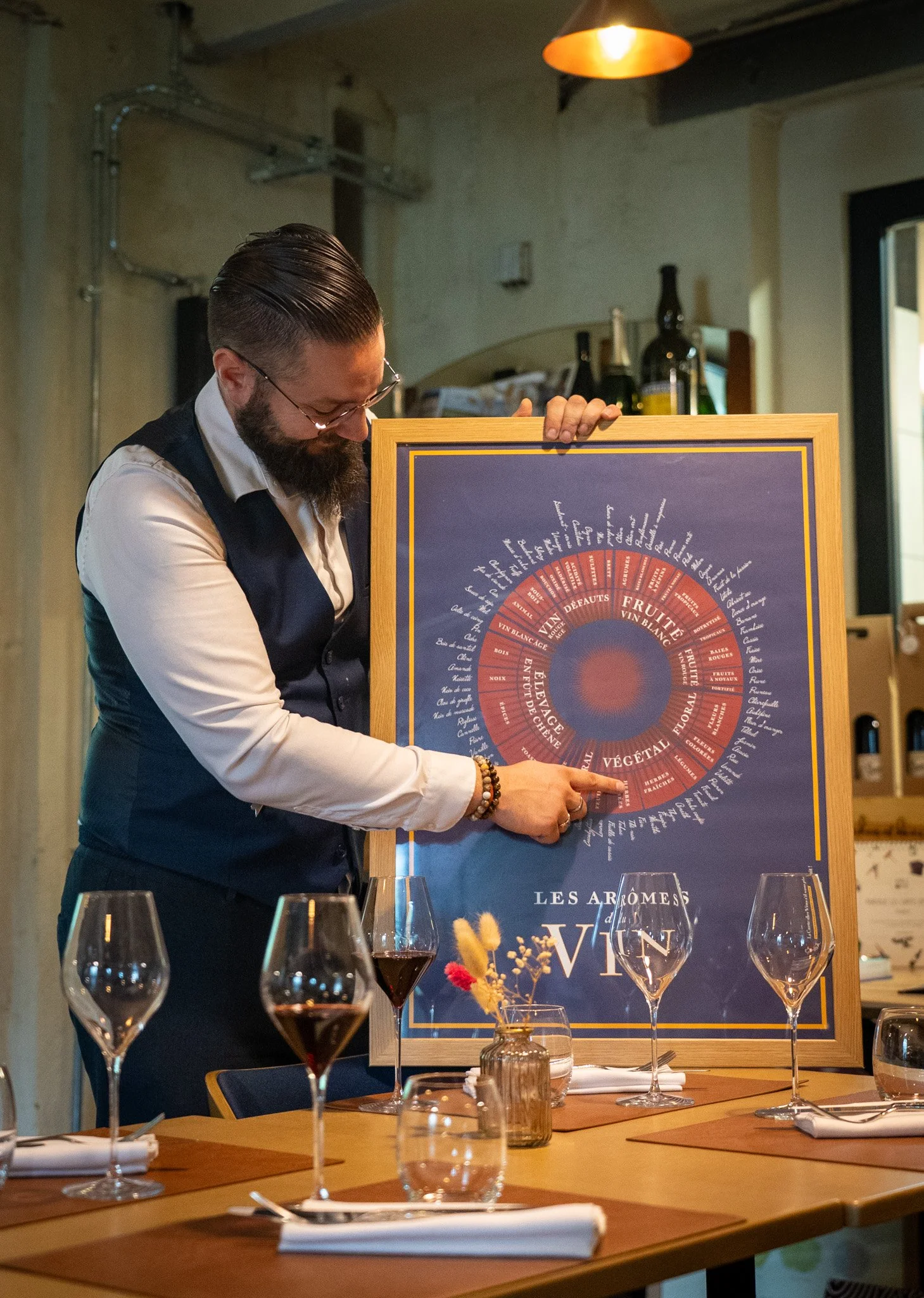 Notre sommelier, Jean Charles Henriot, dégustation de vin à La Table Vermorel
