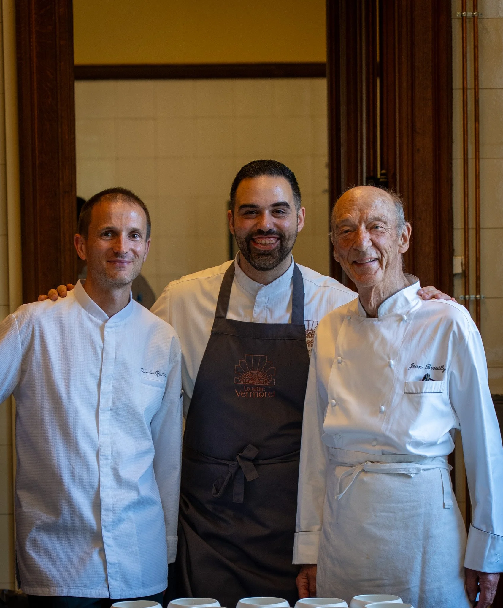 Chef hasan haj, chef Romain Barthe et Chef Jean Brouilly, un Dîner à La Table Vermorel.