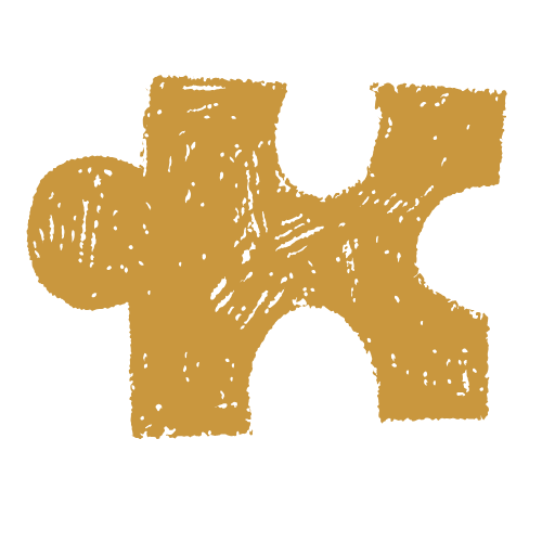 A picture of a yellow hand-drawn puzzle piece.