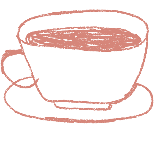 Hand-drawn coffee cup in coral