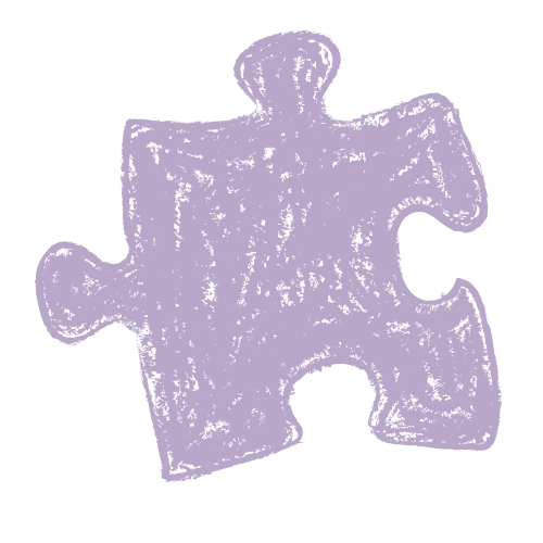 A picture of a hand-drawn lavender puzzle piece.