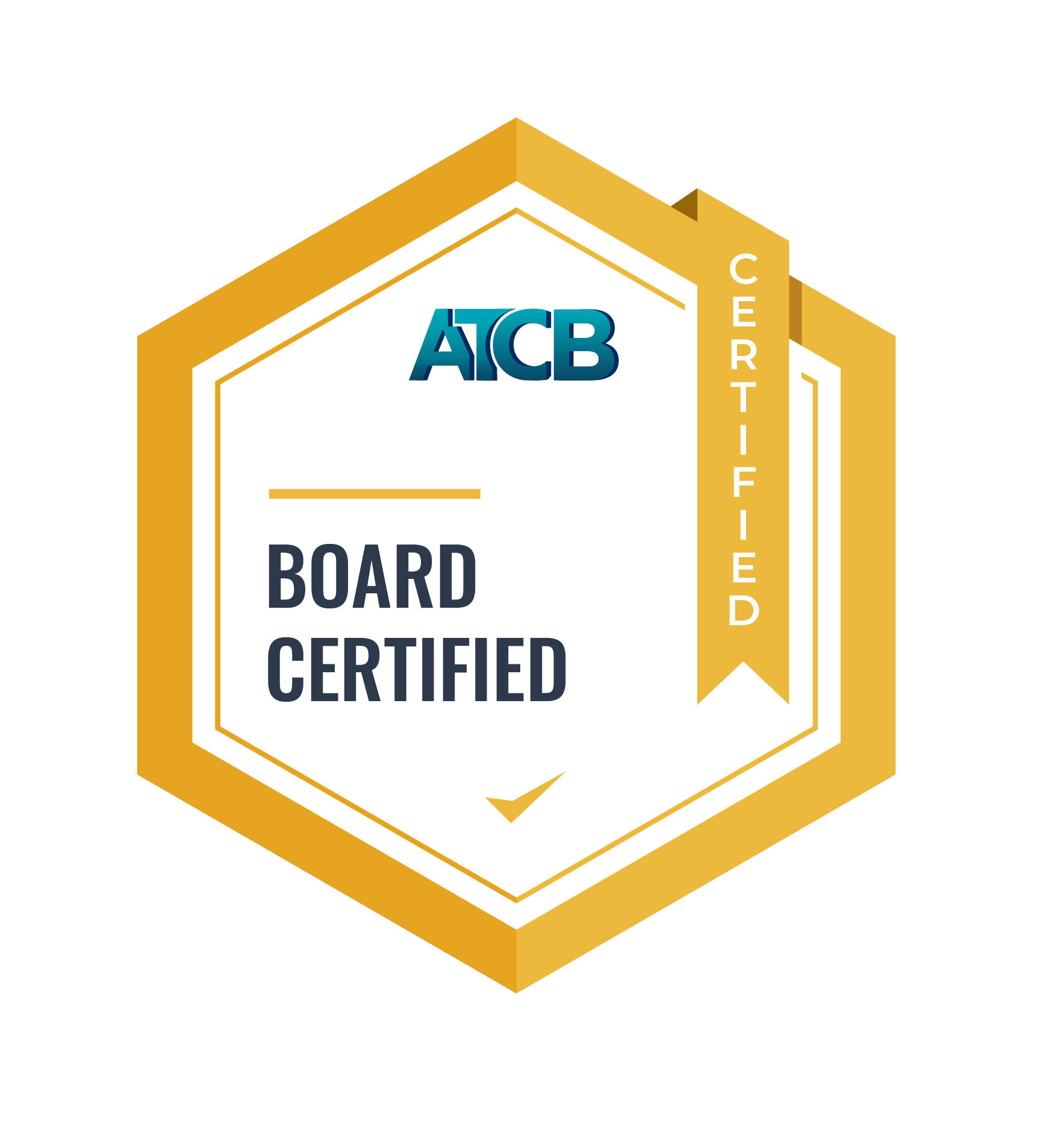 A picture of a Board Certified badge from the American Art Therapy Credentialing Board (ATCB.)