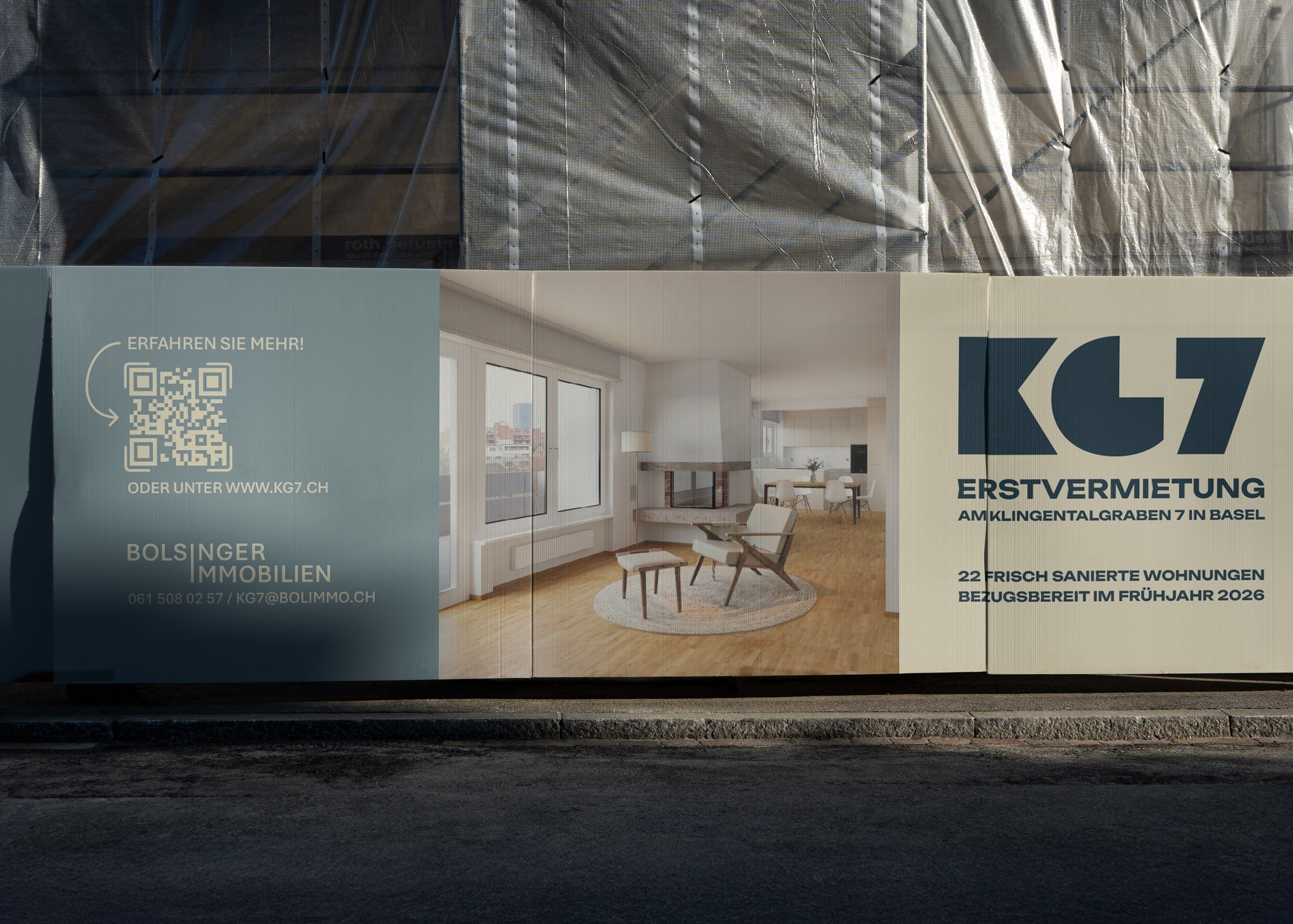 Erstvermietung Basel - Baustellenbanner (Vermarktung)