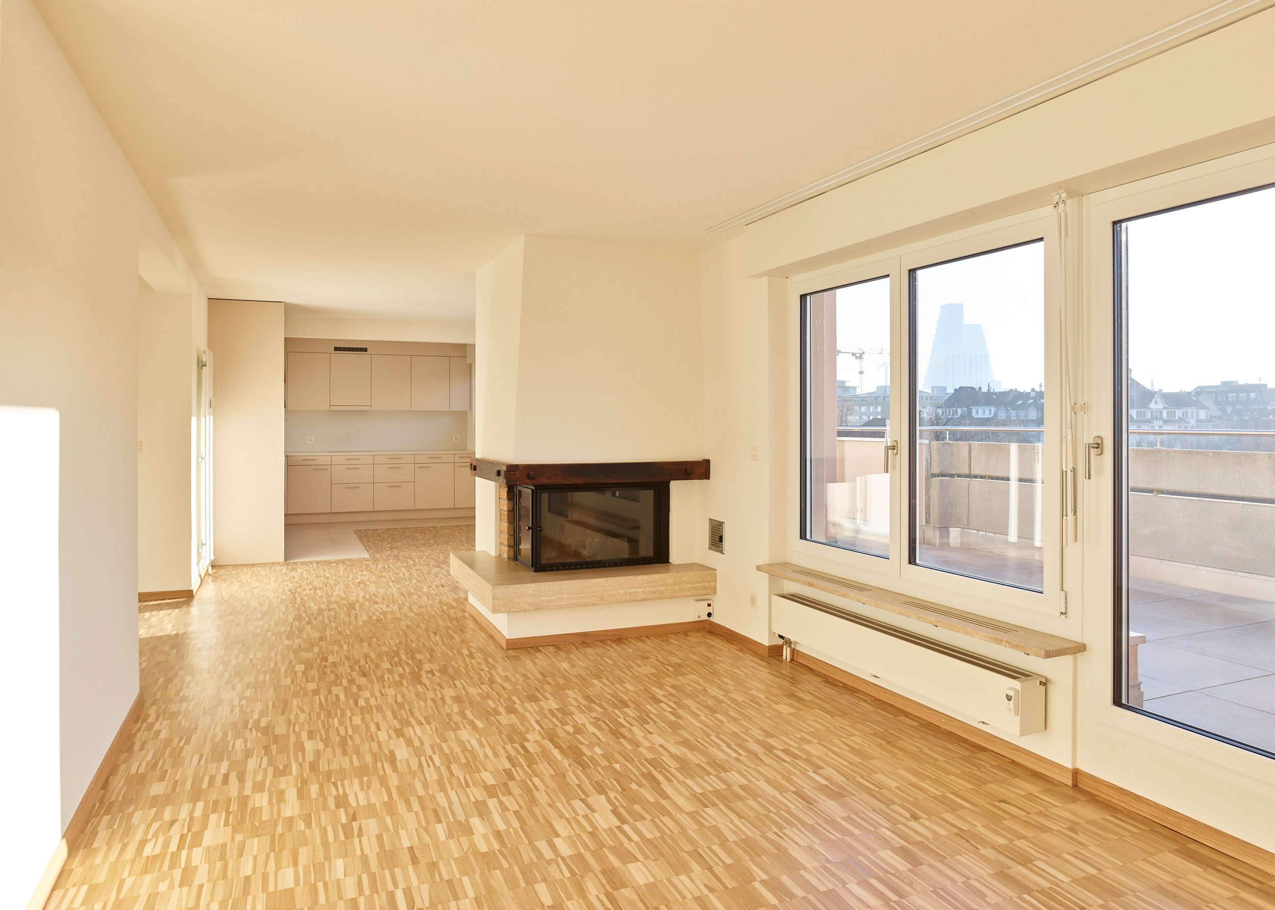 Erstvermietung Basel - Klingentalgraben 7 -Dachwohnung mit Blick auf die Skyline und Roche-Türme