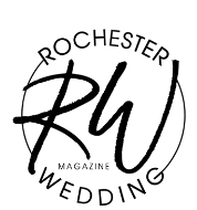 Logo of Rochester Wedding Magazine with stylized 'RW' and circular text.