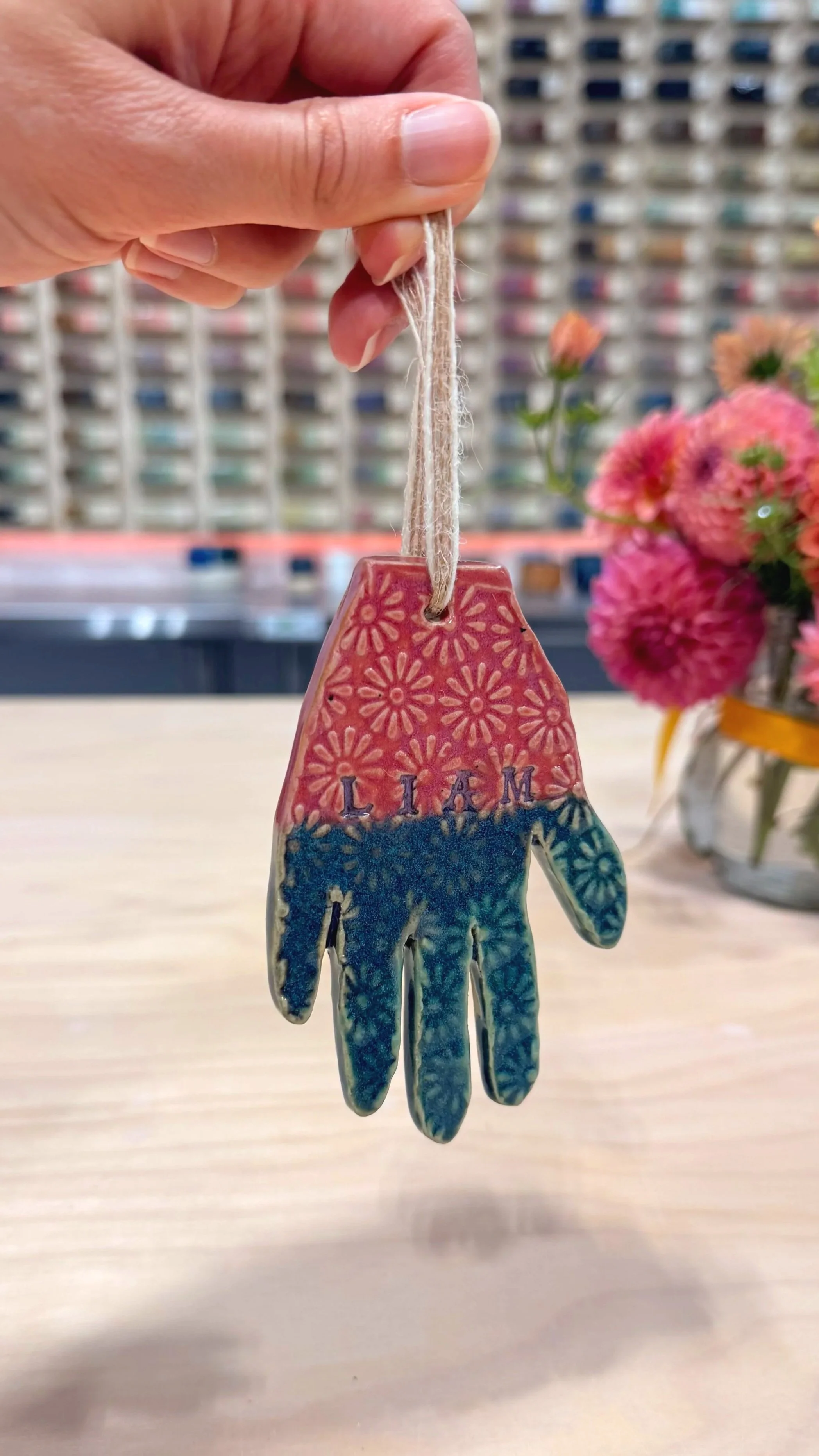 handprint ornaments with ms claychel