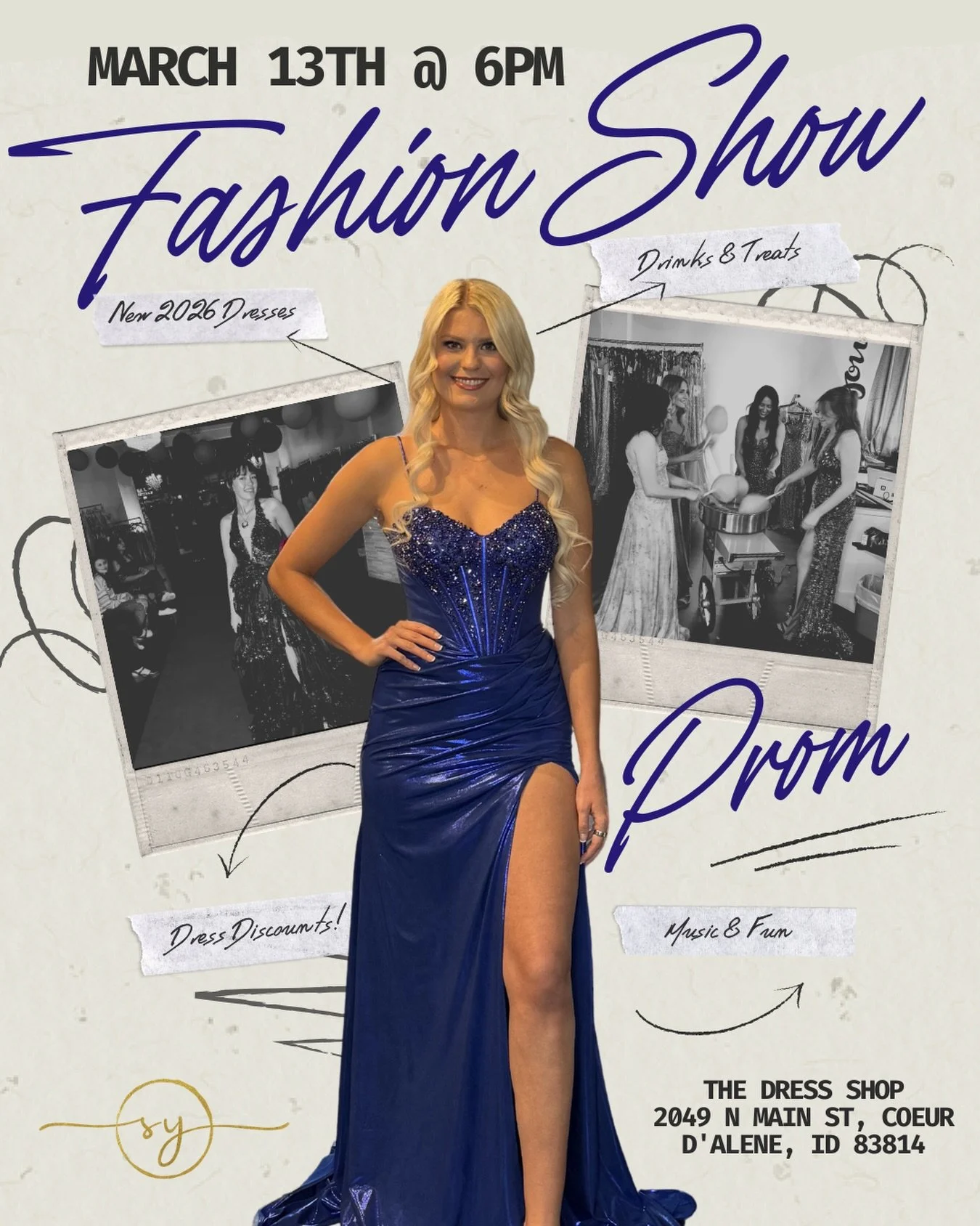Prom season is officially underway 💙
Join us March 13th at 6PM for our Prom Fashion Show at The Dress Shop. See the newest 2026 prom dresses hit the runway, enjoy drinks &amp; treats, music, and exclusive dress discounts during the event.
Bring your