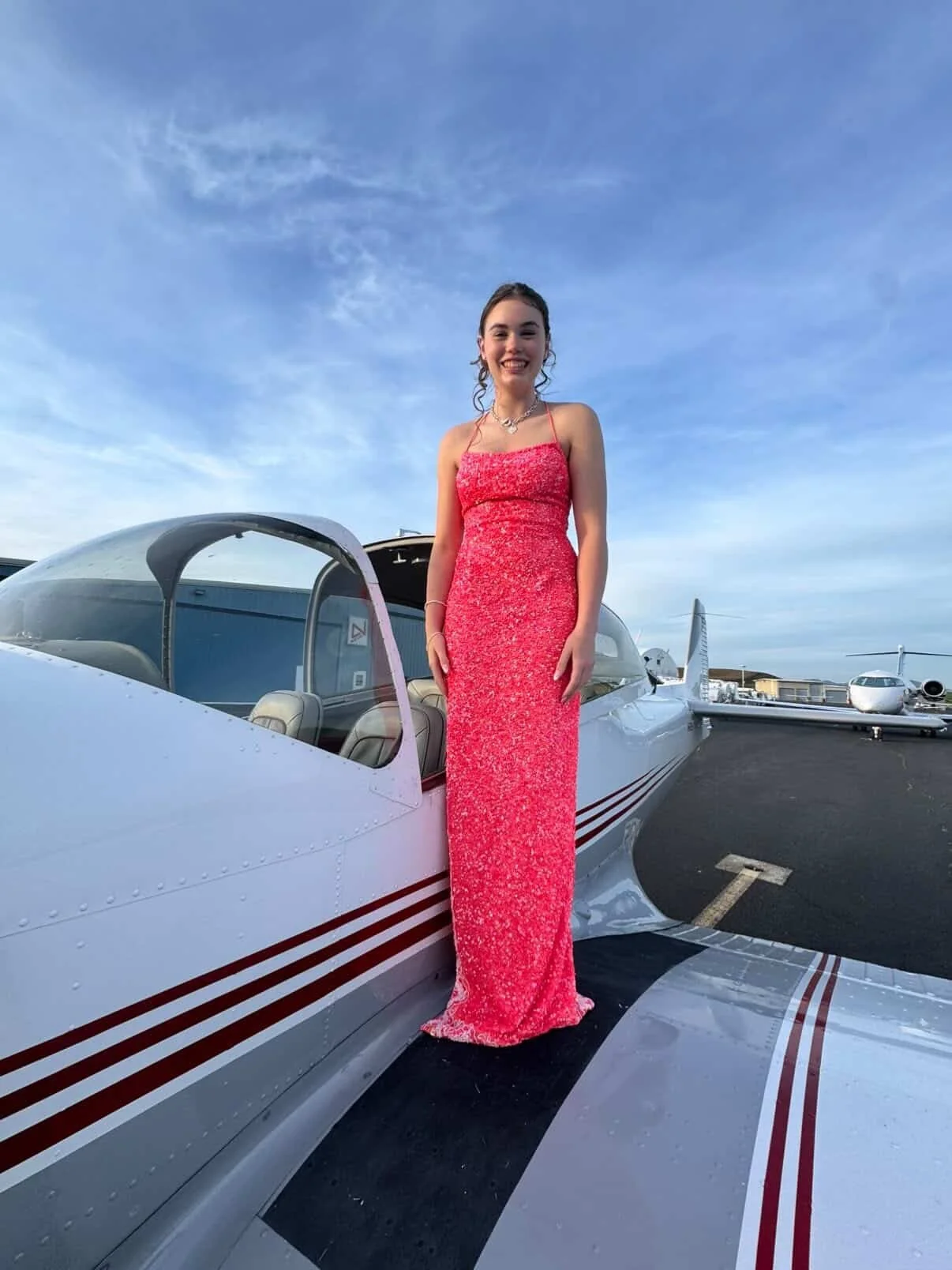 Our dresses at new heights!! 😍 @schwamjulianna you won Prom ✨ #prom2026 #thedressshopcda