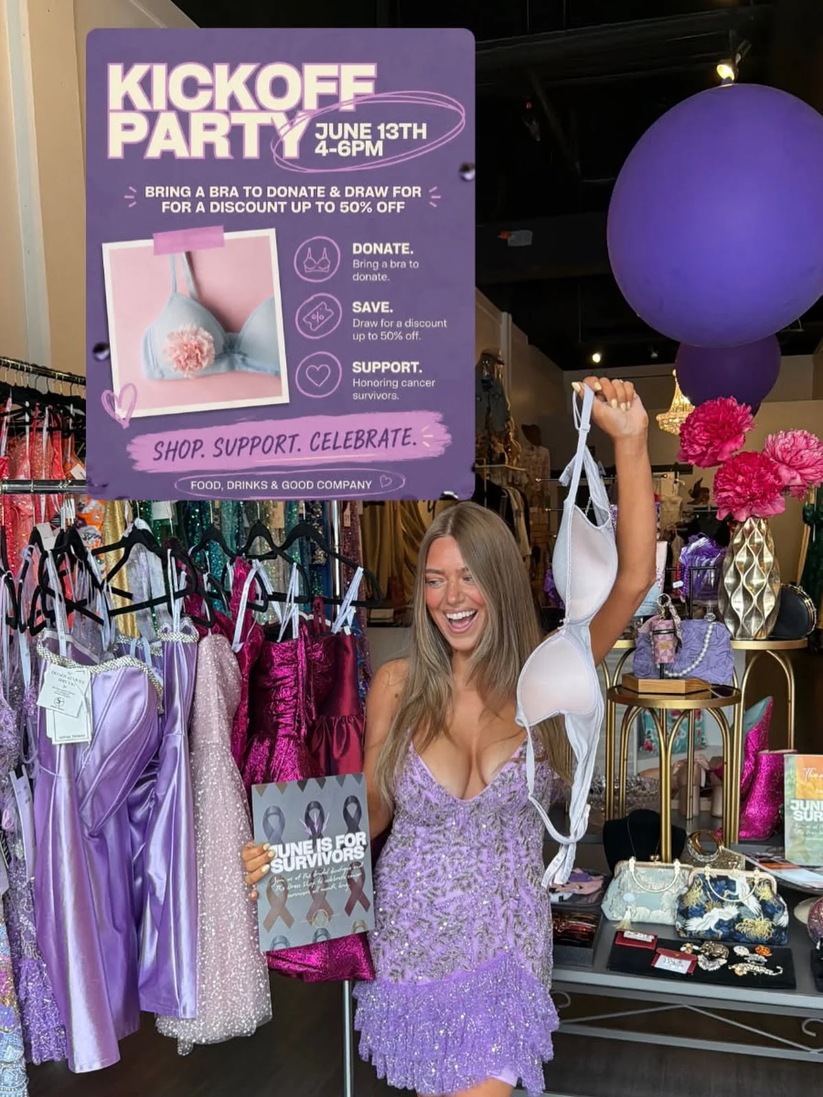 This June, we&rsquo;re coming together to celebrate strength, survival, and the women who inspire us every single day. 💜
Join us for The Amethyst Edit Kickoff Party at The Bridal Boutique + The Dress Shop as we honor cancer survivors and support tho