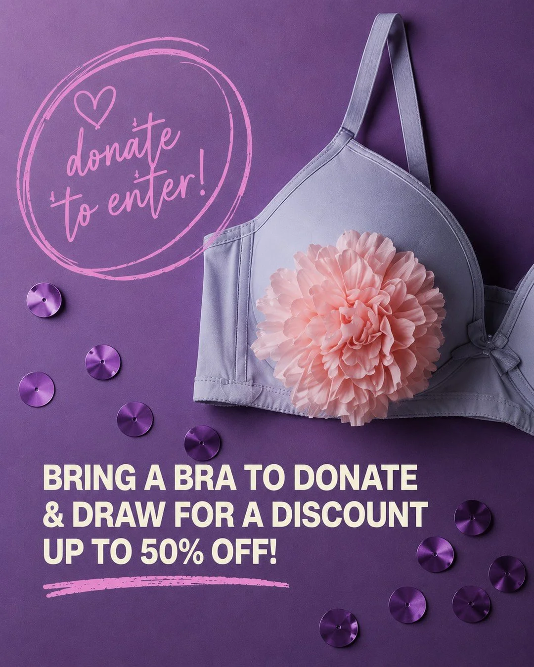 Bring a bra donation to our kickoff event and draw for a discount up to 50% off your purchase. ✨
A small act of support can make a big impact for local cancer support programs and survivors in our community.
📍2049 N Main Street
⏰ June 13th | 4&ndash
