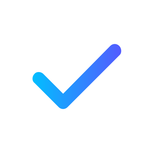 Blue check mark on a black background.