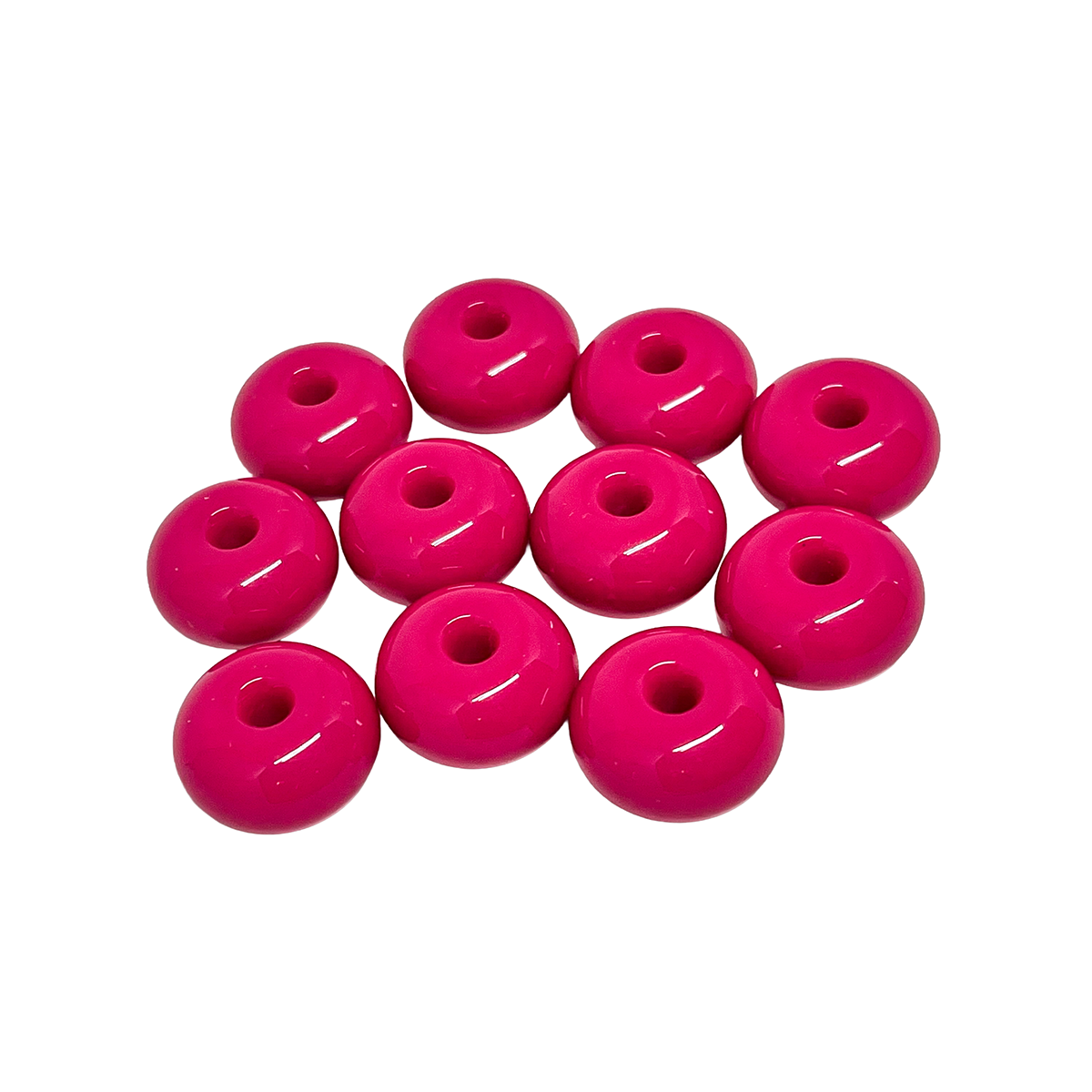 Hot Pink Donut Shaped Beads for Jewelry Making, 11 Pieces