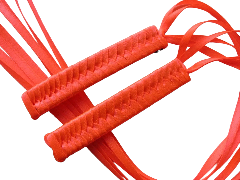 Neon Orange - 1980s Style Braided Ribbon Barrettes (Handmade)