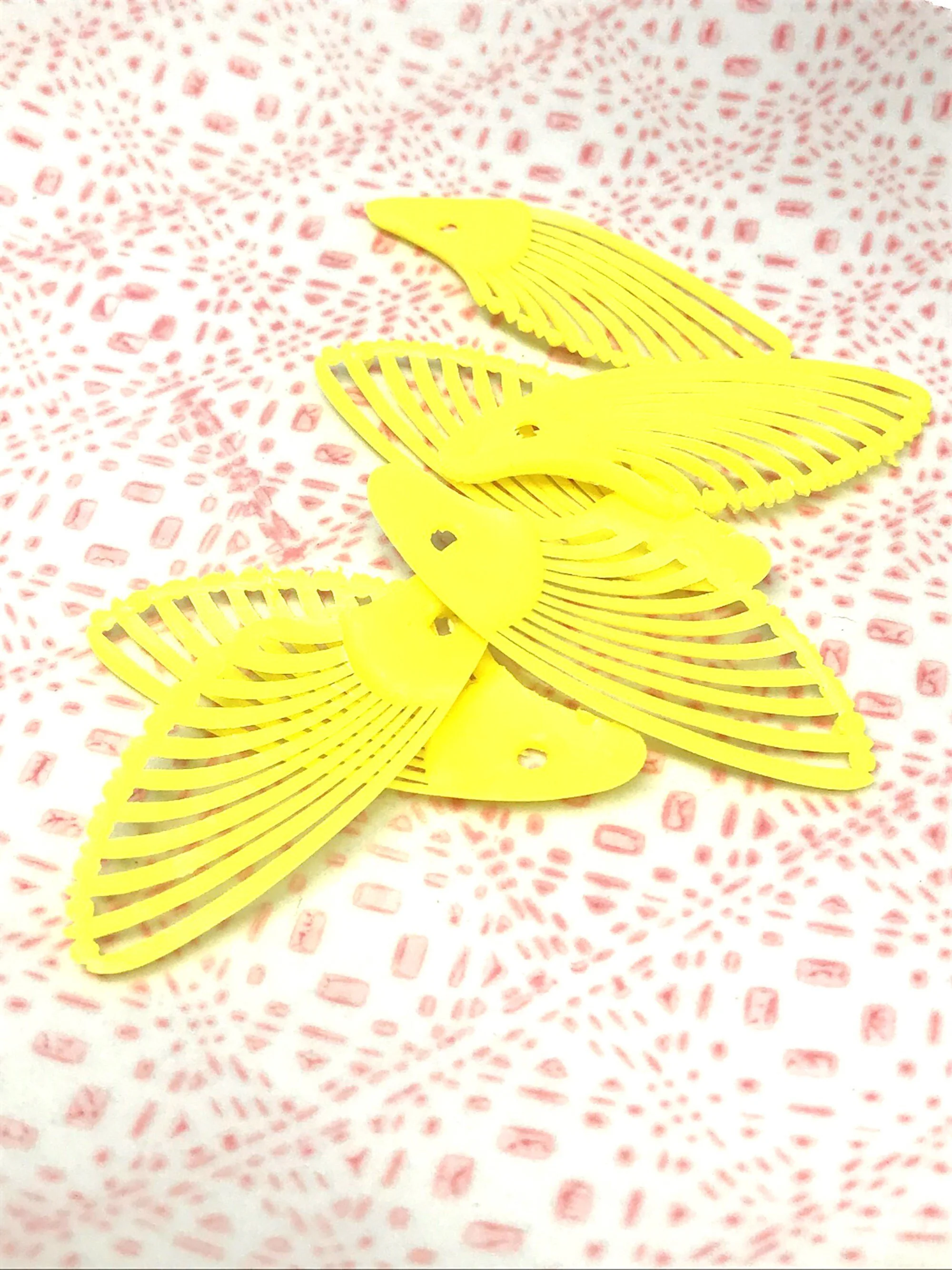 Vintage Yellow Plastic Wing Charms for Crafting or Jewelry Making