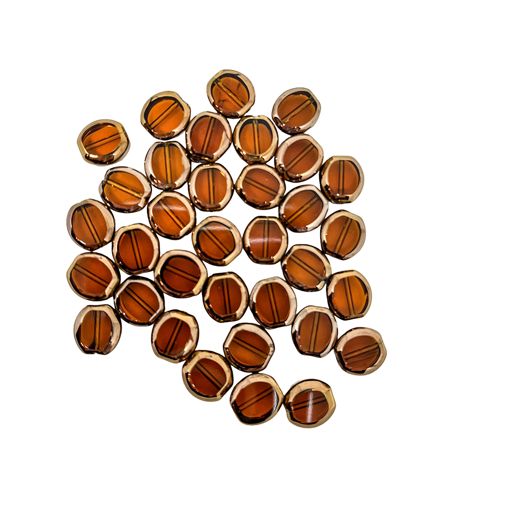 Amber and Brass Moroccan-Inspired Glass Beads for Jewelry Making