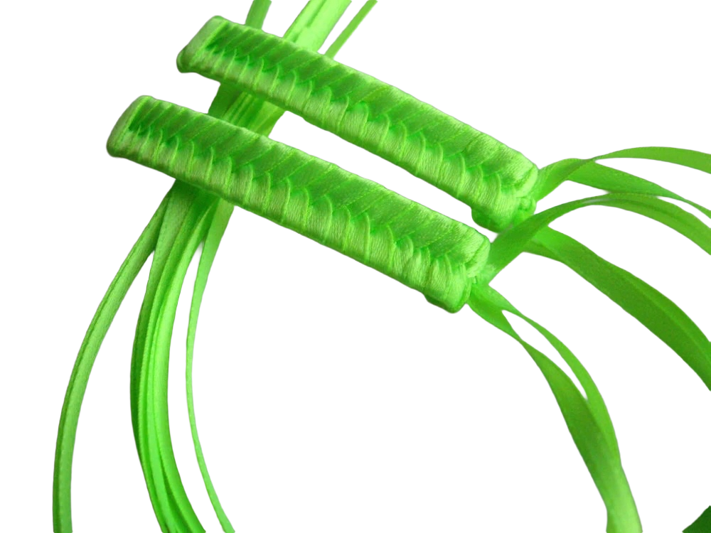 Neon Green - 1980s Style Braided Ribbon Barrettes (Handmade)