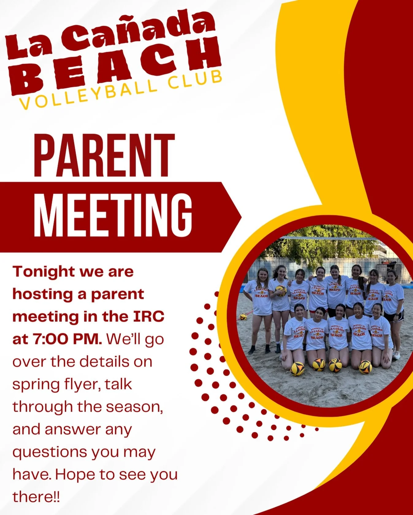 Season starts next Tuesday !! Join us tonight for our parent meeting and get all the info about season!! Cheers ⭐️