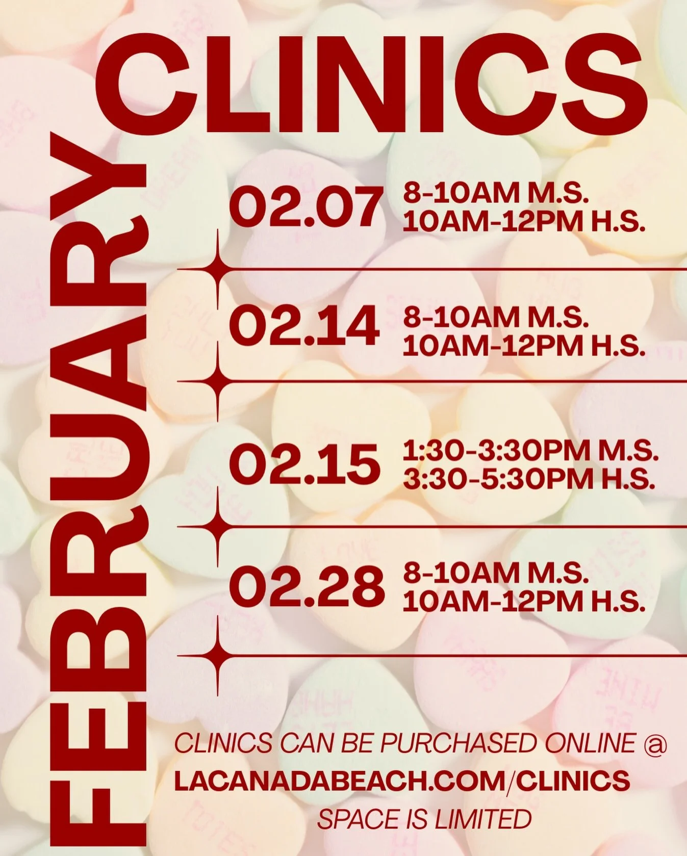 February clinics are now available for purchase online 💌