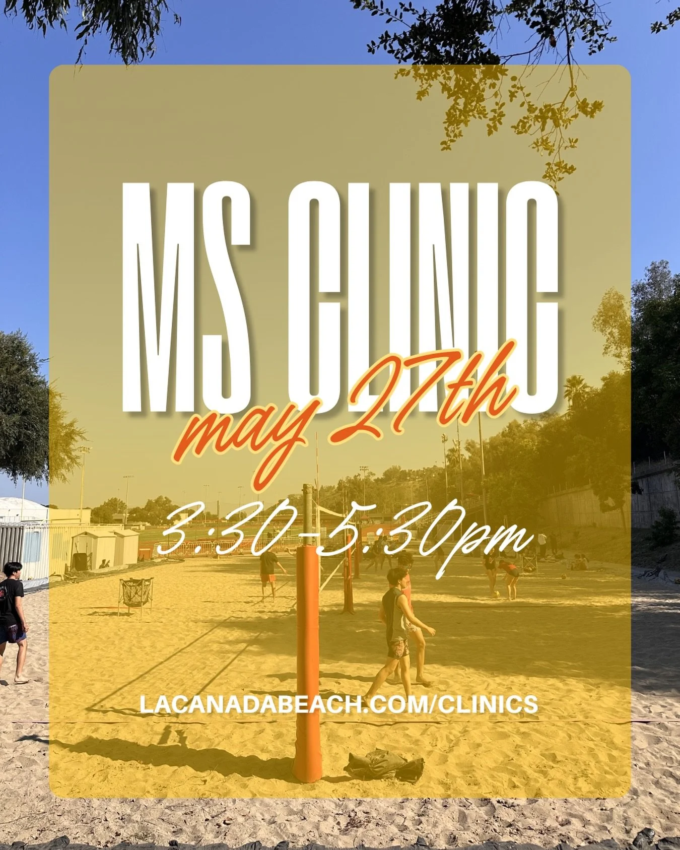 Rise and Shine ☀️ We'll you next Wednesday for our MS beach clinic! Register online now 🏐