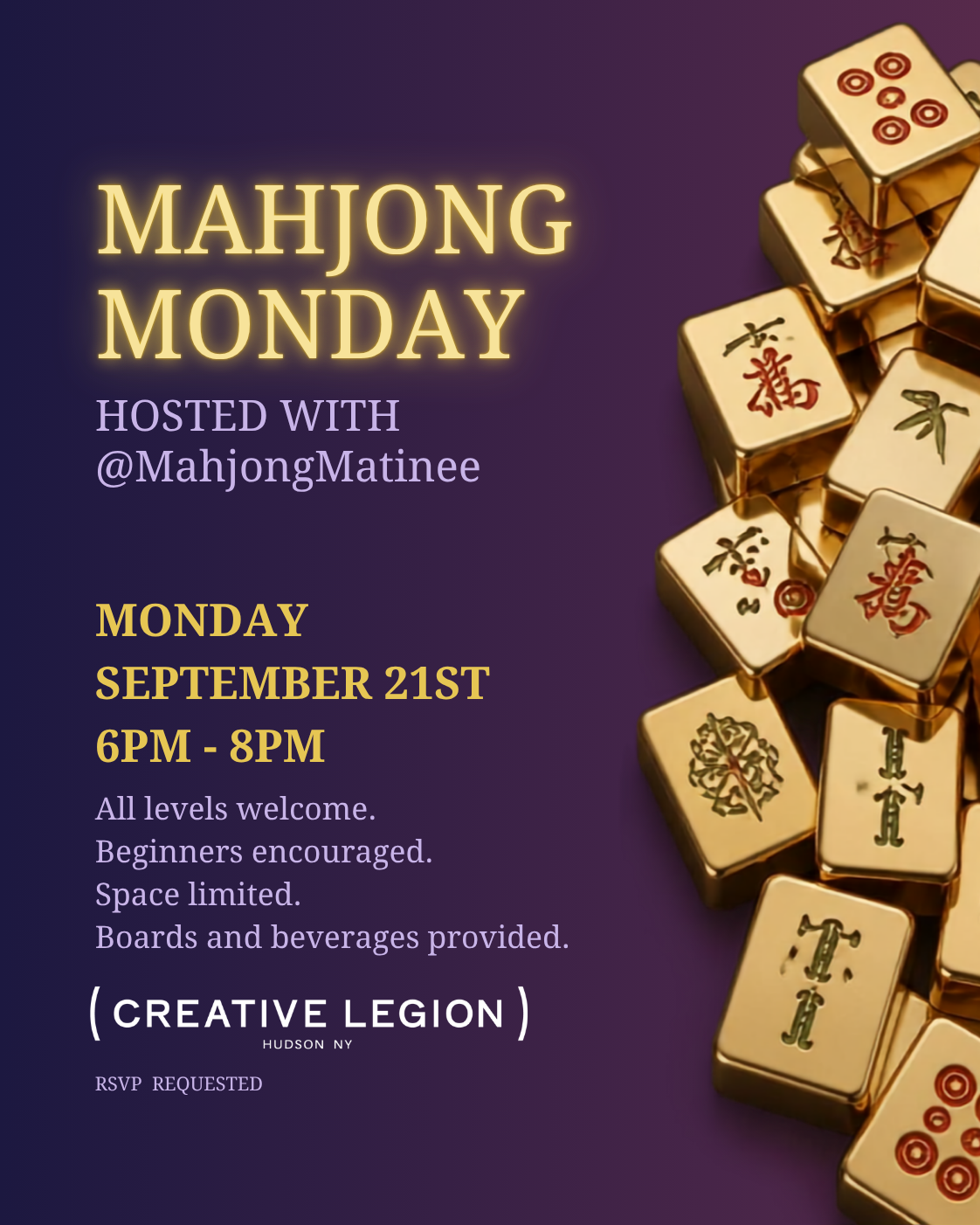 Mahjong Monday at (Creative Legion)