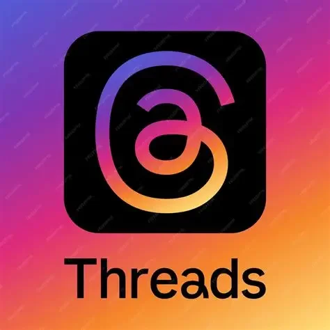 Instagram Threads app icon with a gradient background and the word 'Threads' underneath.