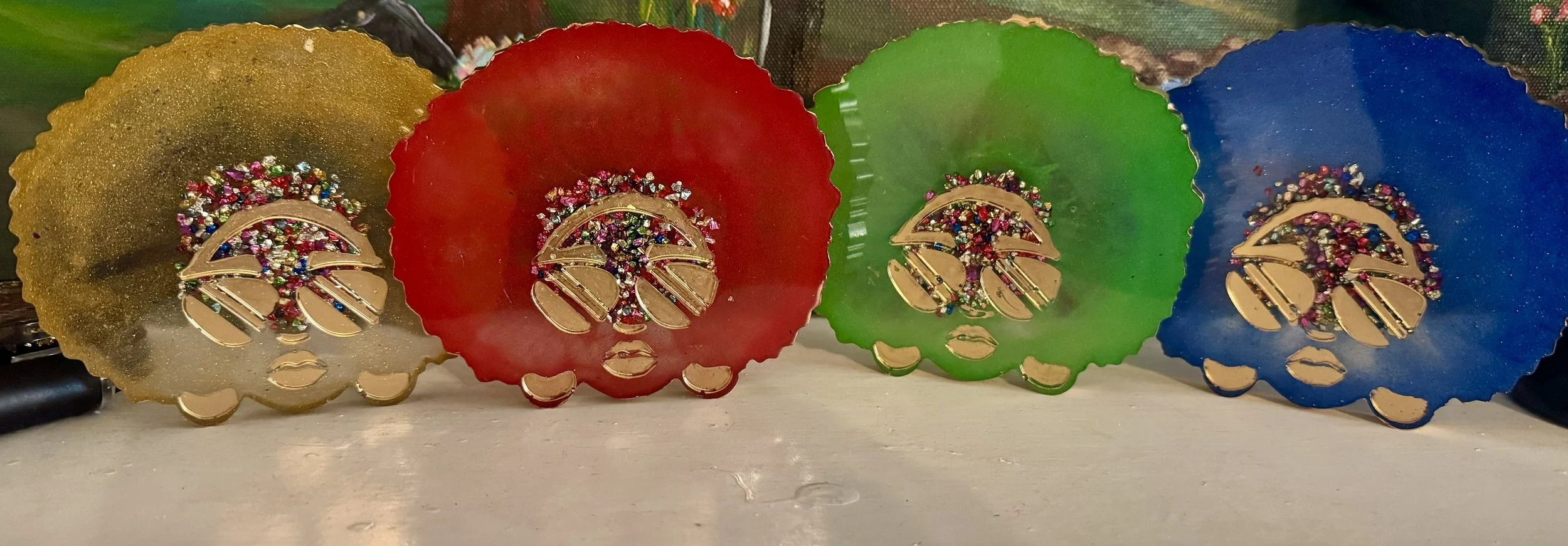 Afro Head Coasters - Gold, Red, Green, Blue.jpeg