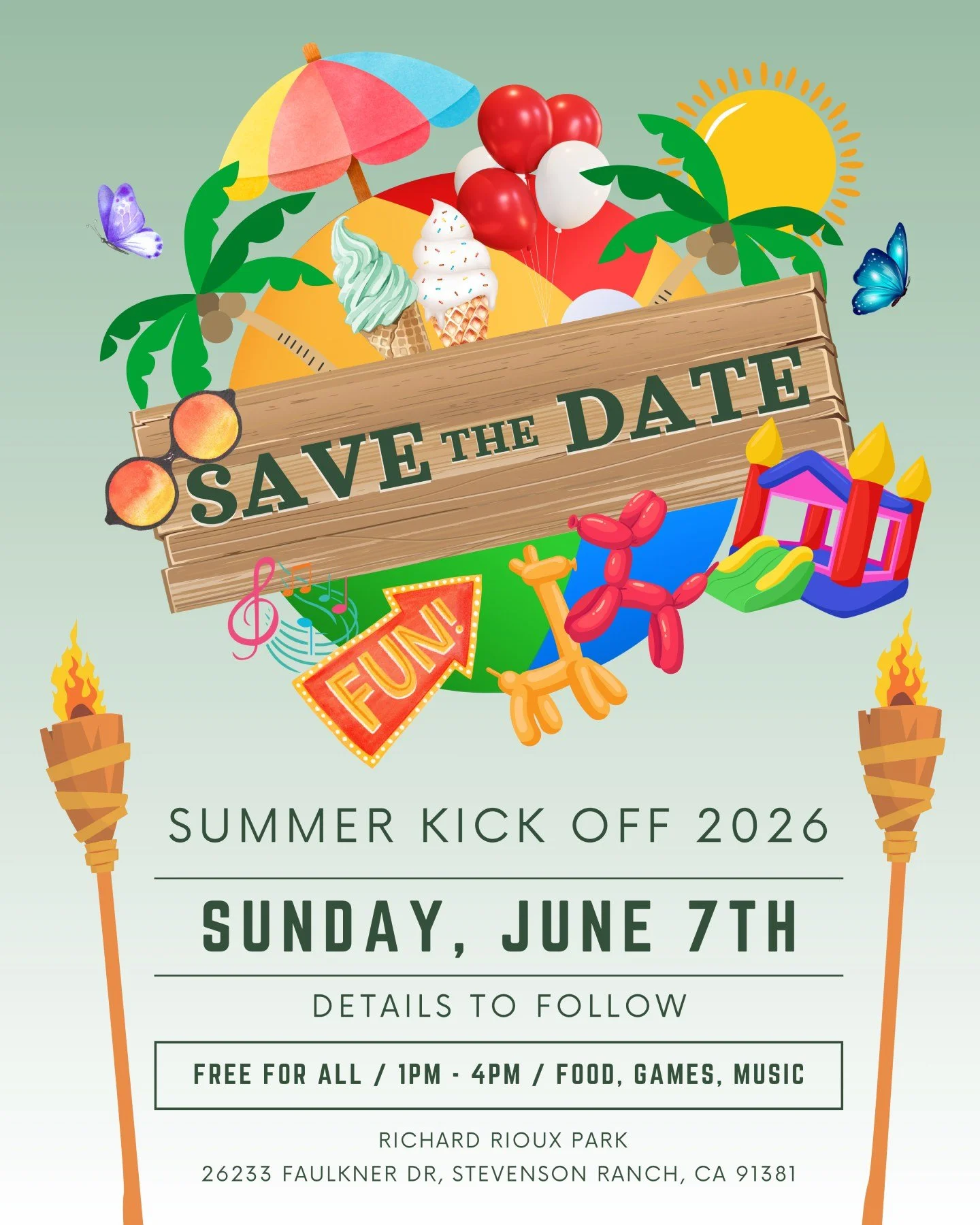 Mark your calendars! ☀️🎈
Summer Kick Off 2026 is officially on the books! Sunday, June 7th from 1&ndash;4PM at Richard Rioux Park.
Free, family-friendly, and packed with food, games, and music.
Save the date and stay tuned for all the fun details. ?