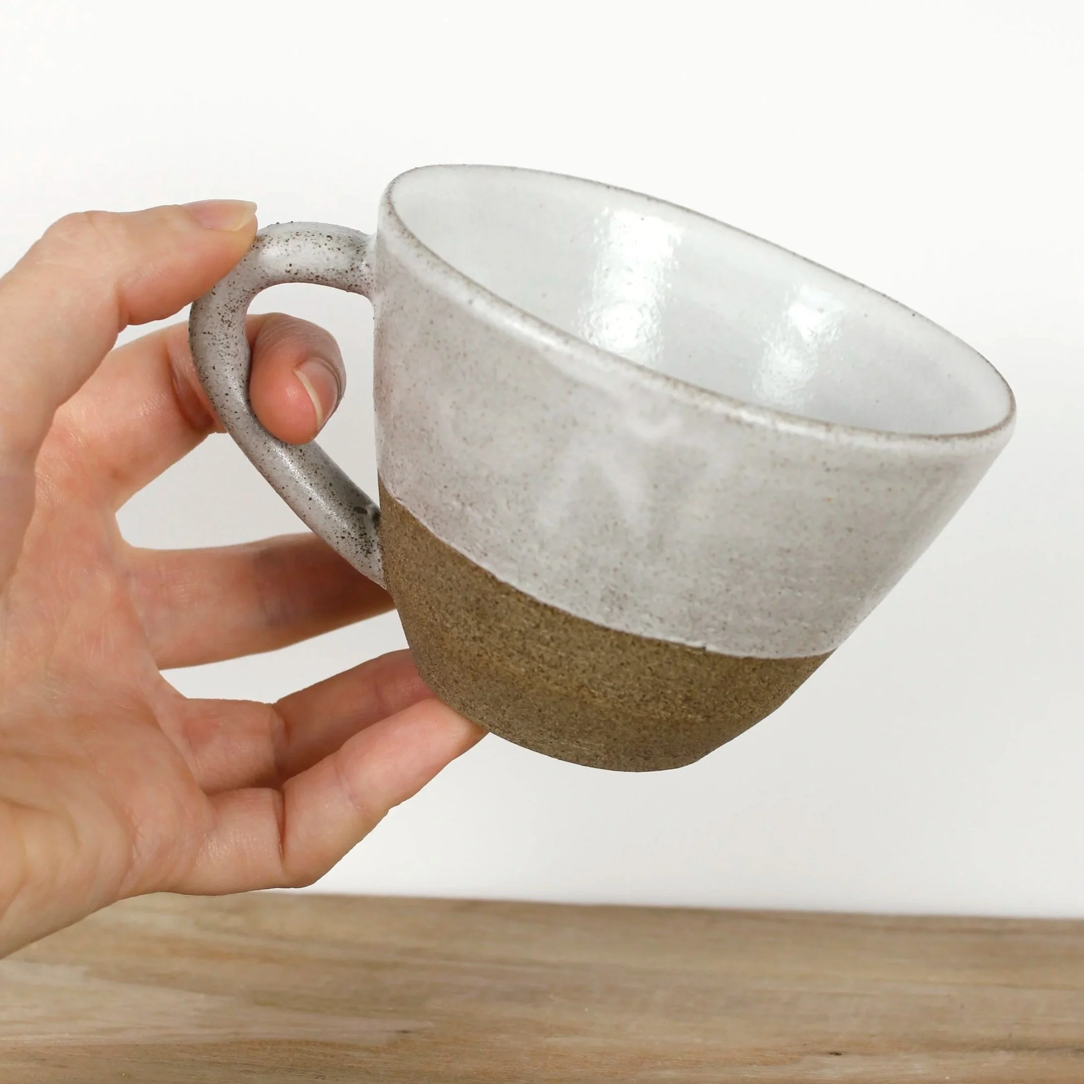 Stoneware mug, grey and white, 200 ml