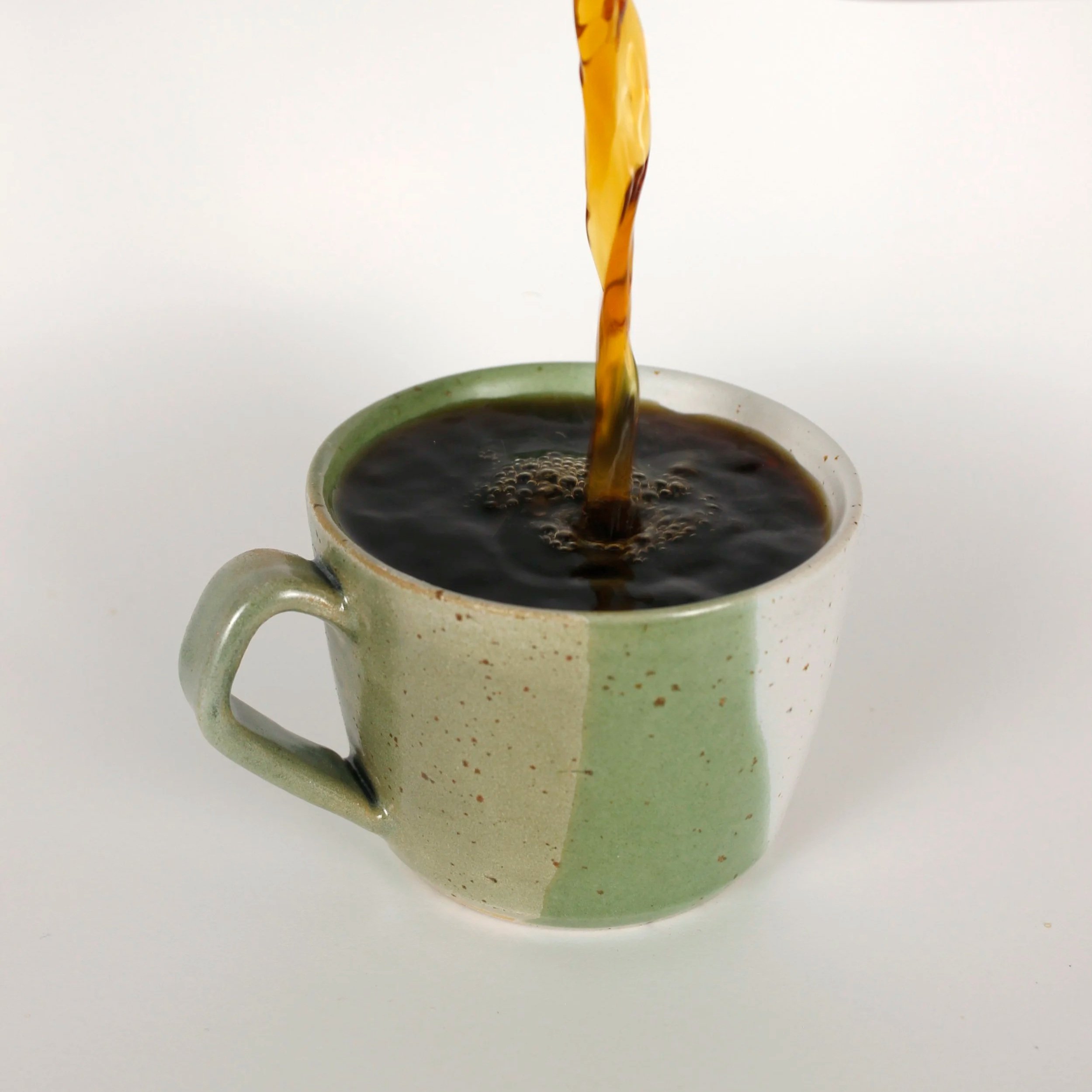 Stoneware mug, green & white, 200 ml