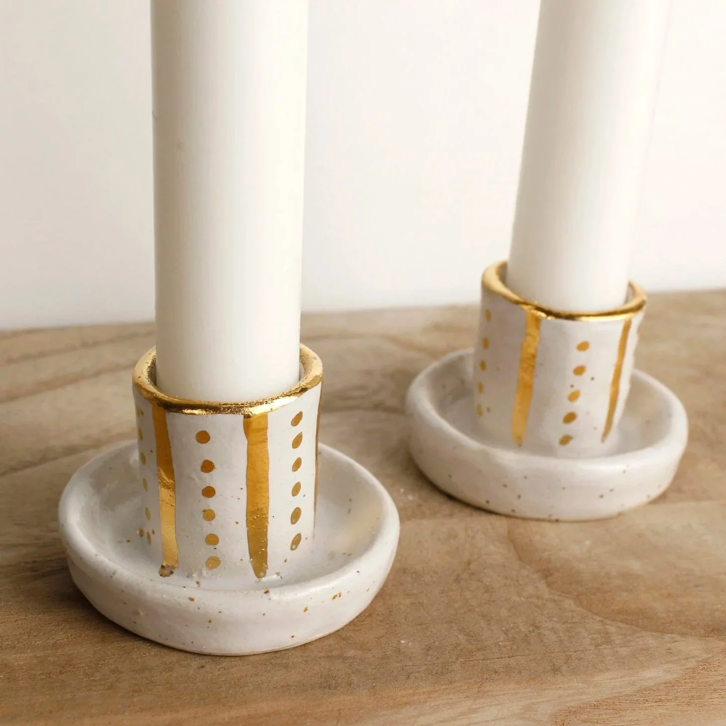 Set of 2 mini candleholders with gold
