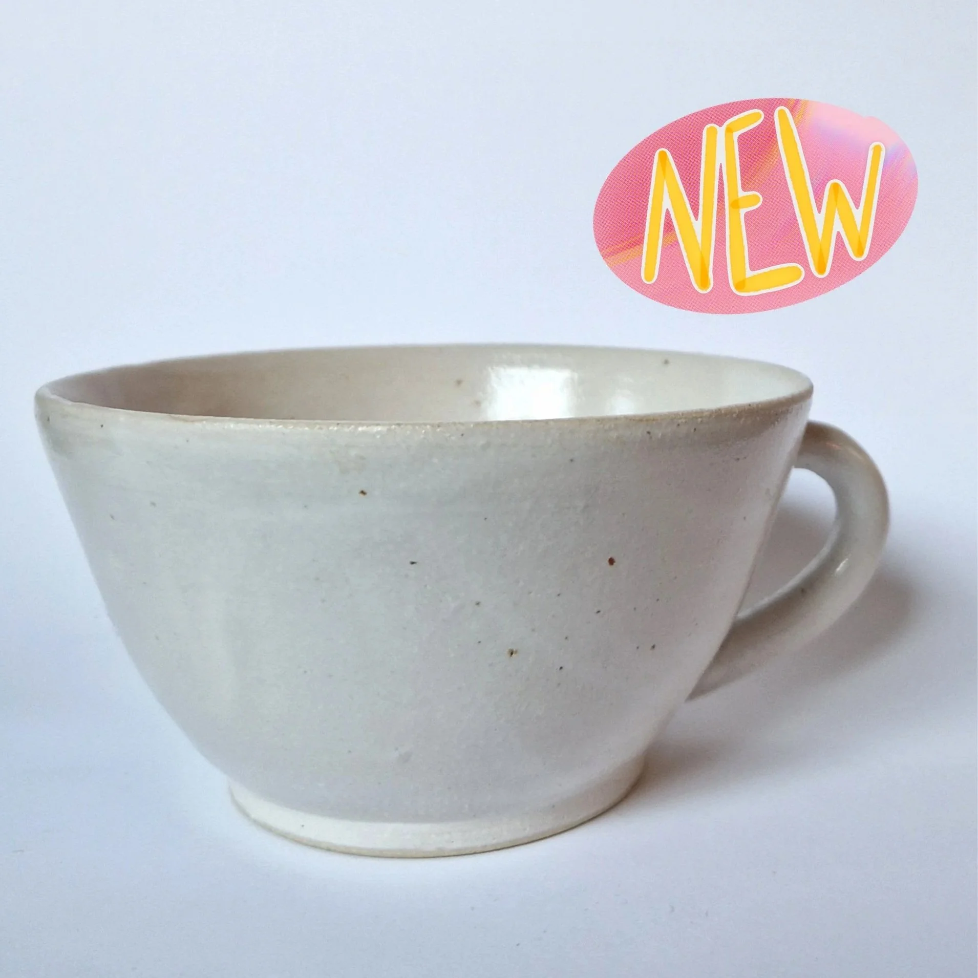 White Stoneware Tea Cup